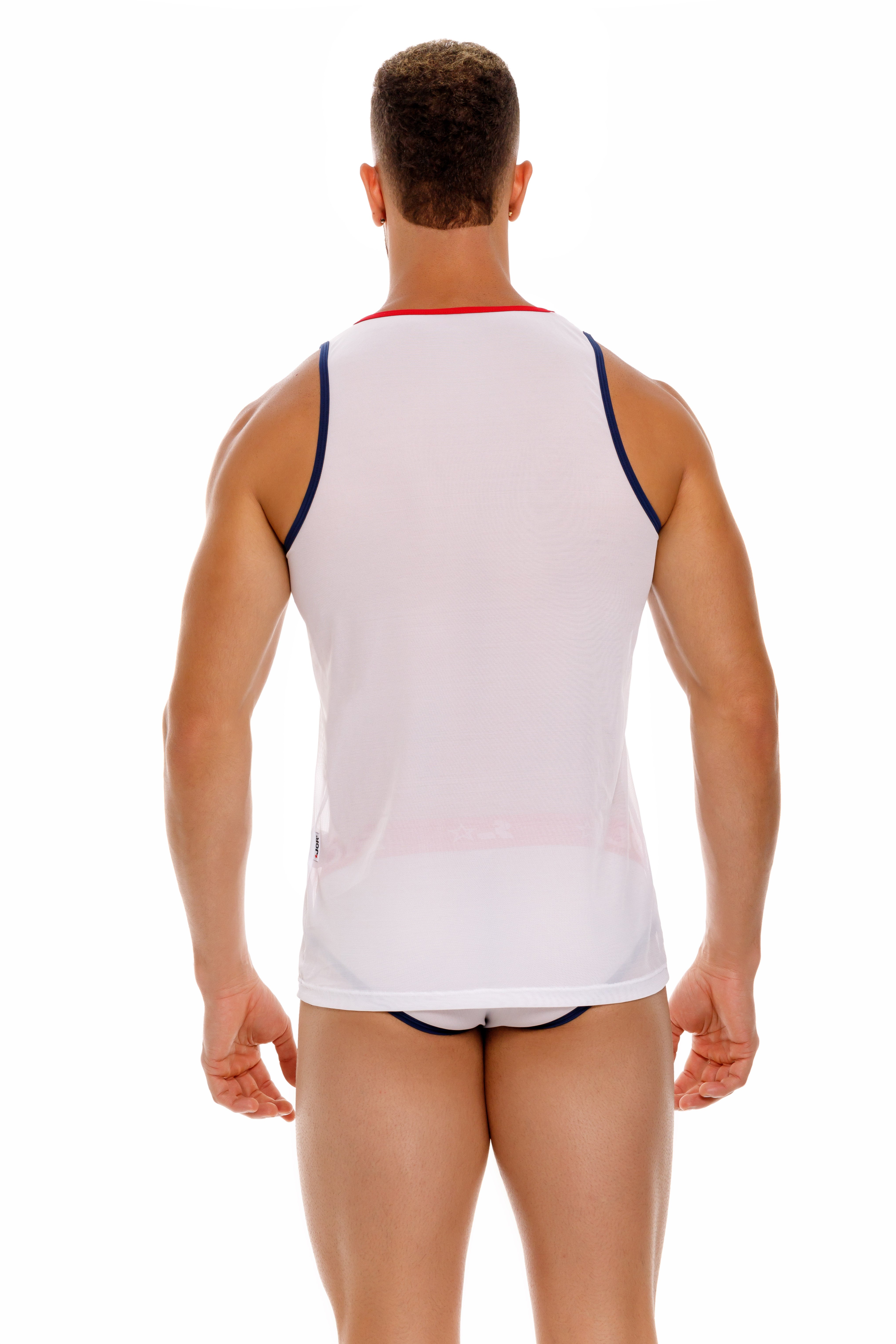 JOR Dakar Slim Fit Mesh Tank Top for Men - Breathable White Athletic Shirt for Gym, Running & Summer Outfits