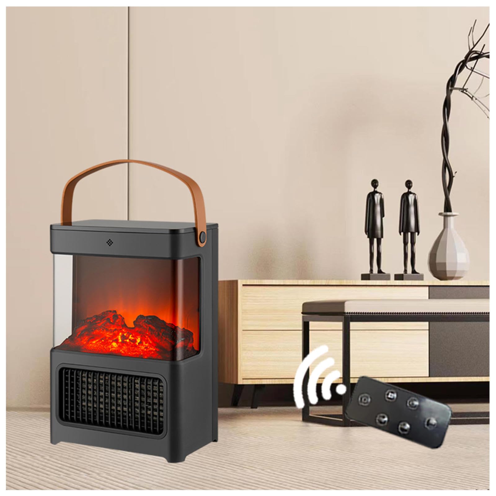 Outdoor Electric Heater - 3 Second Fast Heating, 3 Speed Adjustable, Remote Control Space Heater with 3D Dynamic Flame - Perfect for Patio, Deck, Garage & Indoor Use
