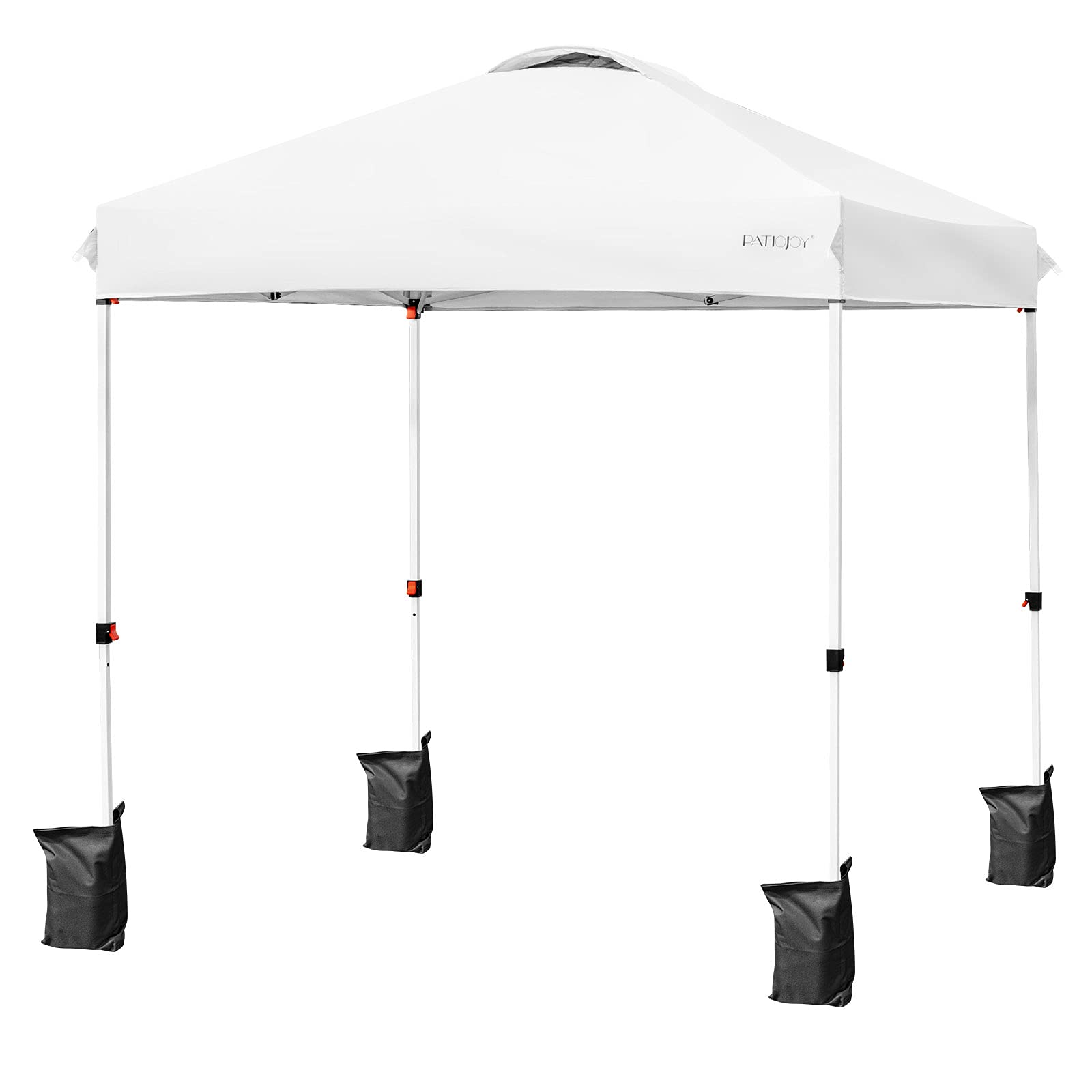 **Tangkula 6.6' x 6.6' White Outdoor Pop-Up Canopy Tent – Adjustable Height, Instant Setup, Includes Portable Roller Bag & 4 Weight Bags – Perfect for Camping, Beach, Picnics, Parties, and Outdoor Events**