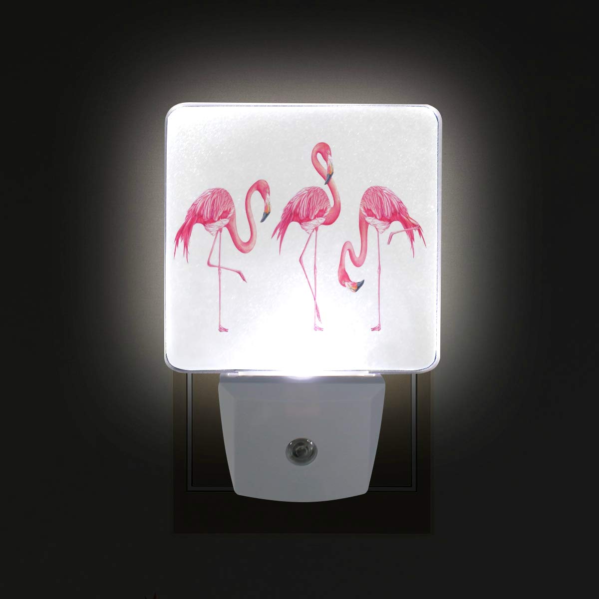 Vikko 2 Pack Pink Flamingo LED Night Light with Dusk to Dawn Sensor - Cute Plug-in Lamp for Kids & Adults - Perfect for Bedroom, Nursery, Living Room, Hallway, Bathroom - Energy Efficient Home Decor Nightlight