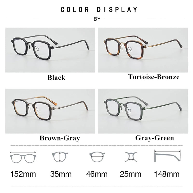 Stylish Unisex Black Titanium Acetate Square Eyeglasses - Lightweight & Durable Full-Rim Frames (Model 95869) | Perfect for Work, Reading & Fashion Accessories