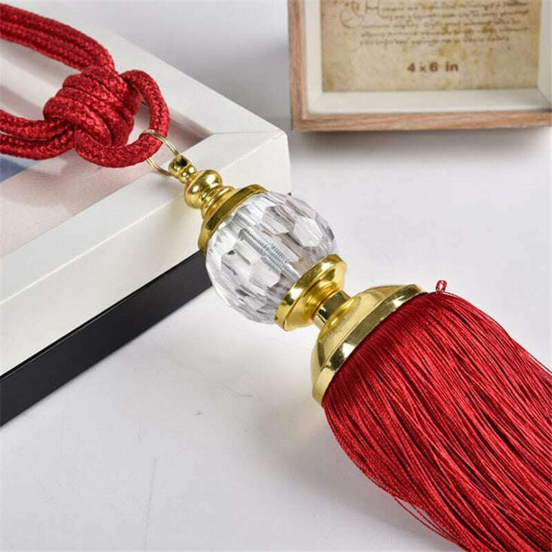 Gardena Crystal Beaded Tassel Curtain Tieback - Elegant Window Drapery Holder for Living Room & Bedroom Decor