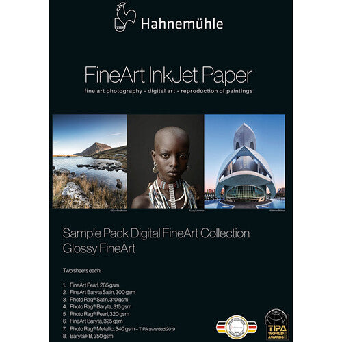 Hahnemuehle Glossy FineArt Sample Paper Pack - 16 Sheets DIN A3+ for Photography & Art Printing - Perfect for Artists, Photographers & Creative Professionals
