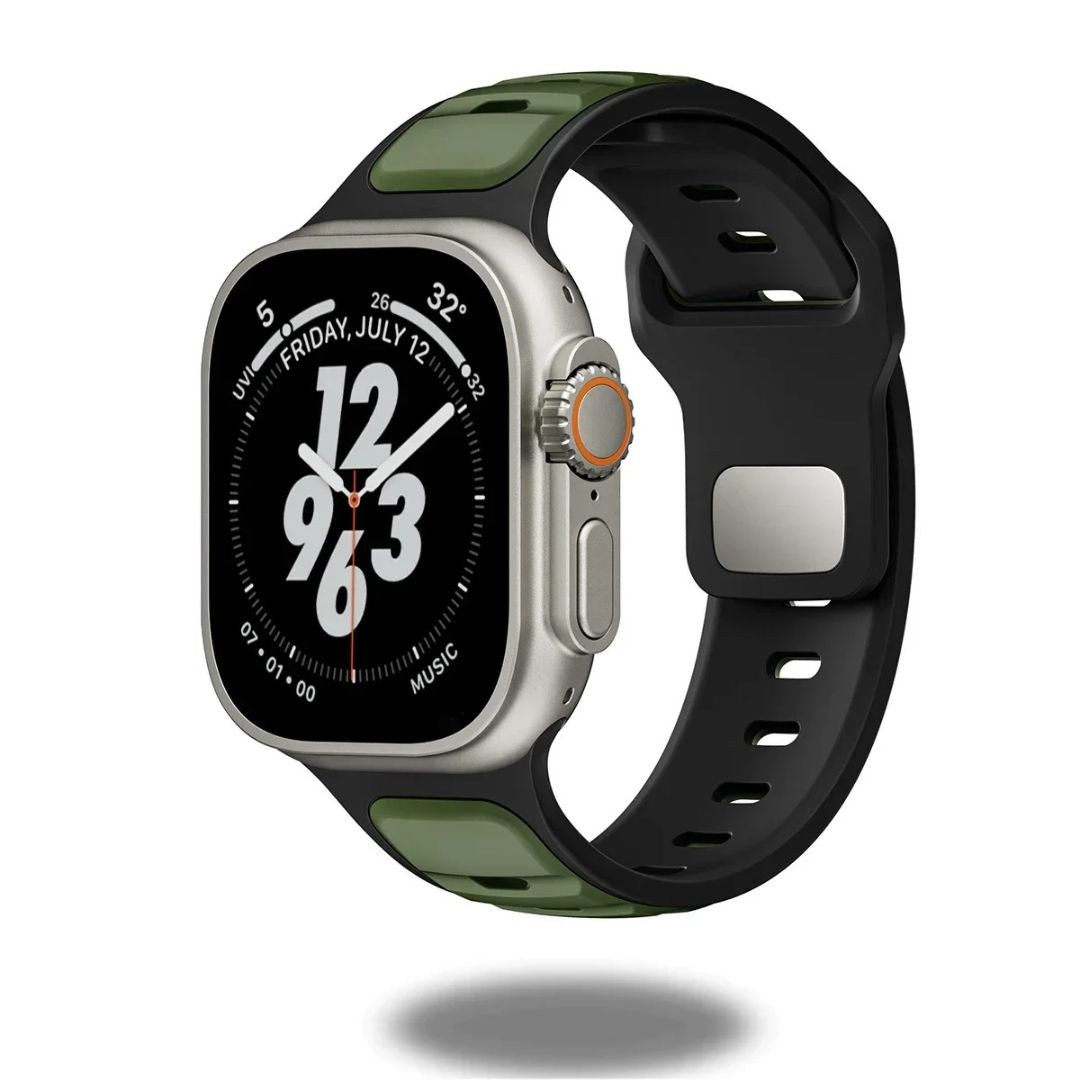 Durable Dual-Tone Silicone Sports Bands for Apple Watch - Sweatproof & Comfortable Fitness Tracker Straps for Running, Gym & Outdoor Activities