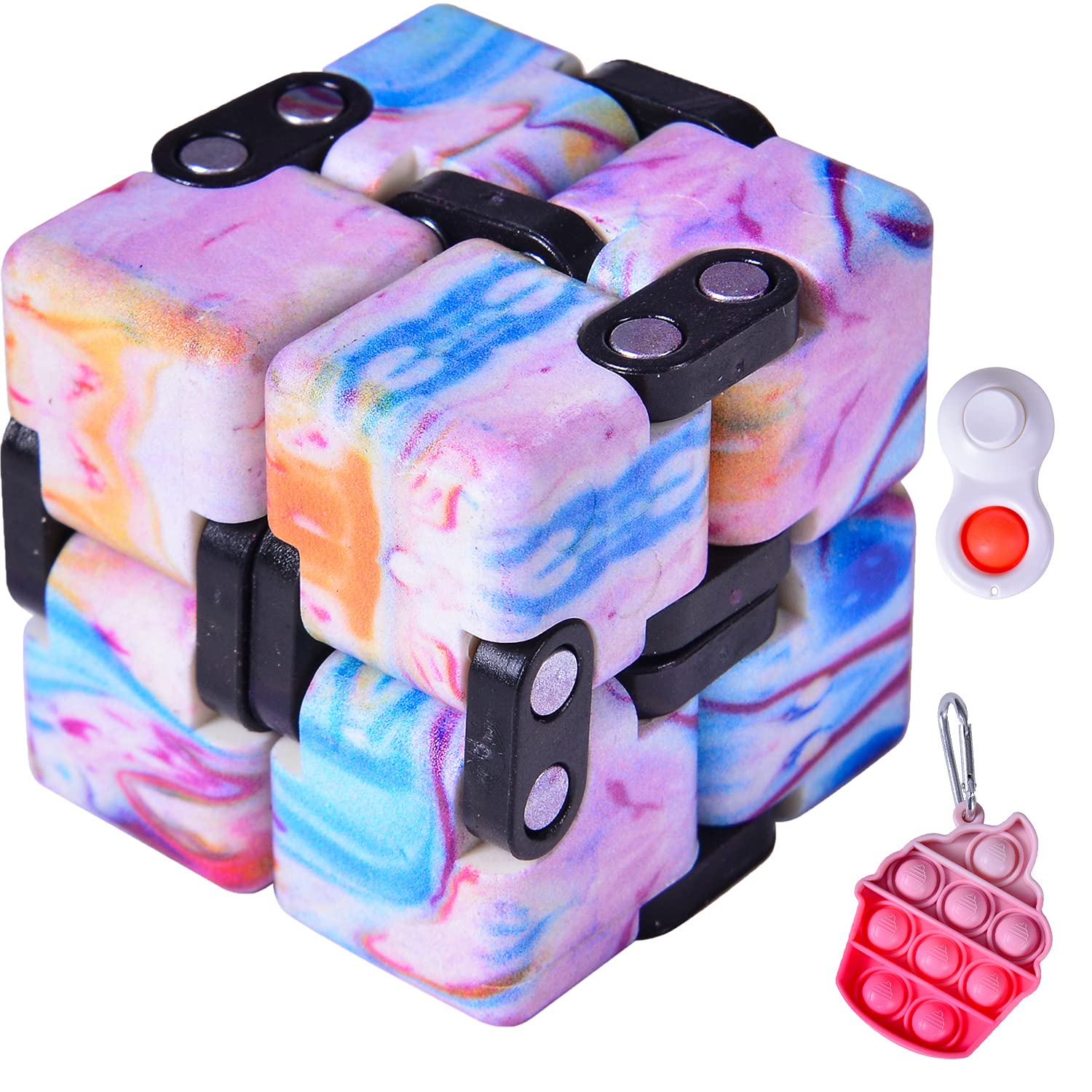 DUOPI Fidget Toys Infinity Cube - Stress Relief Sensory Toy for Adults & Kids, Mini Pop Fidget Keychain for Anxiety, ADHD & Focus - Perfect for Office, School, Travel & Relaxation