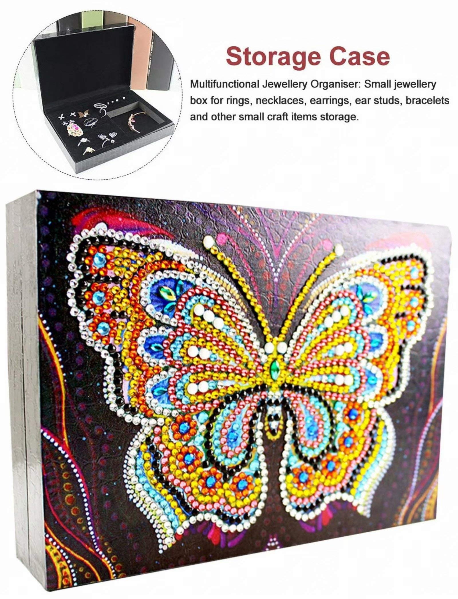5D Diamond Painting Jewelry Box Kit - DIY PU Leather Craft Storage Organizer with Butterfly Design | Perfect for Home Decor, Gift Giving & Jewelry Display
