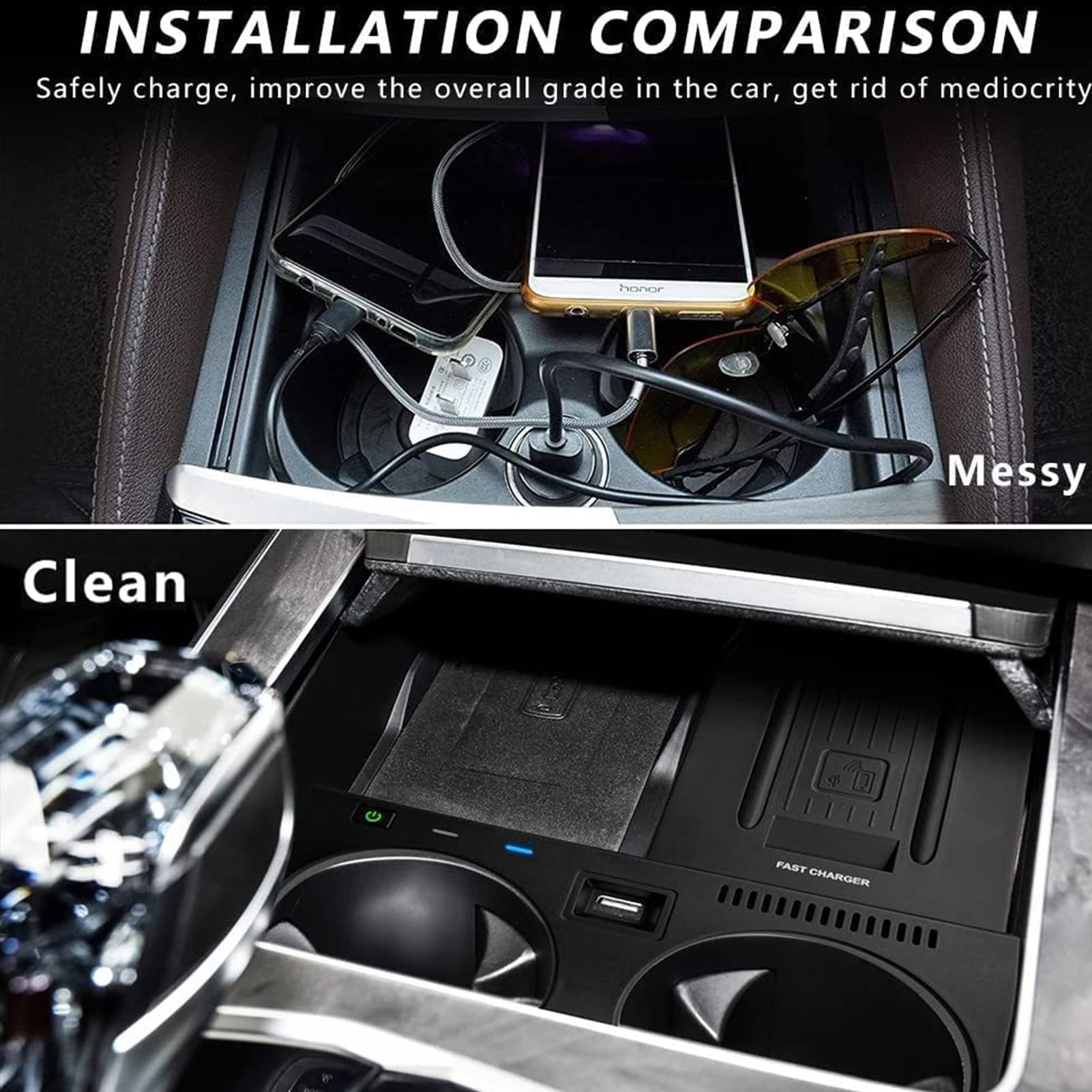 Fast Wireless Car Charger for BMW X5 X6 X5M X6M X7 (2020-2022 Models) - QC 3.0 USB Fast Charging & Qi-Certified Phone Charging Pad - Compatible with iPhone 13/12/11, Samsung Galaxy - Perfect for Road Trips & Daily Commute