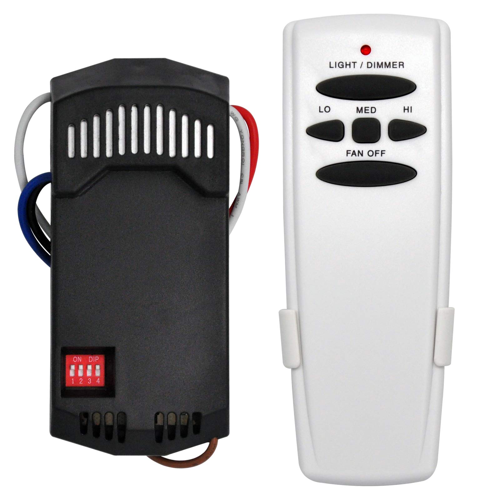 Universal Ceiling Fan Remote Control & Receiver Kit - 3-Speed with Light Dimmer, Compatible with Hampton Bay, Hunter, Harbor Breeze (Replaces FAN28R, FAN-53T, L3H2010FANHD, CHQ7078T, UC7078T, Fan-HD, HD5) - Perfect for Bedroom, Living Room & Outdoor Spaces
