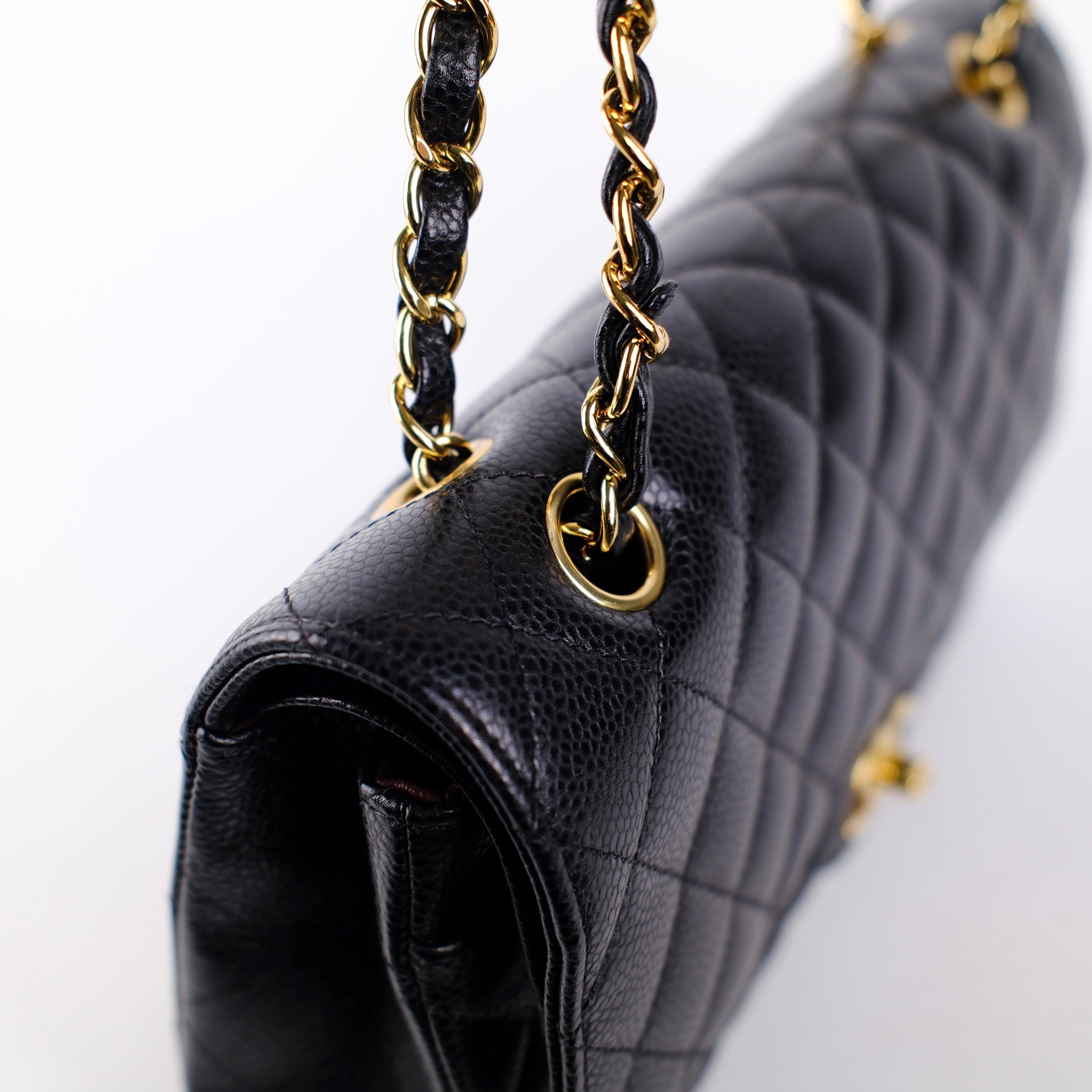 Authentic Chanel Medium M/L Black Caviar Classic Flap Bag 23 Series - Luxury Handbag for Women, Perfect for Parties, Work & Everyday Elegance