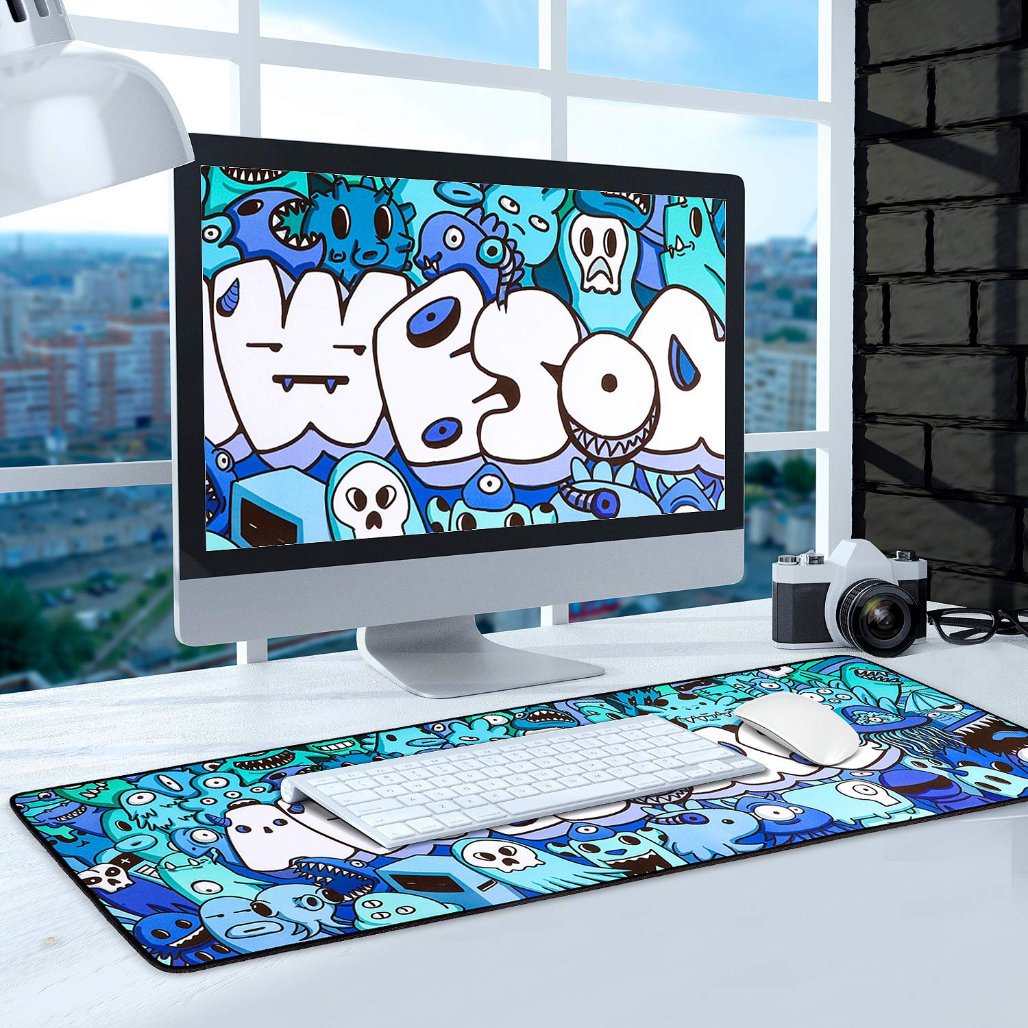 Extended Large Gaming Mouse Pad with Graffiti Anime Design - Non-Slip Mouse Mat for Laptop, PC & Computer (31.5