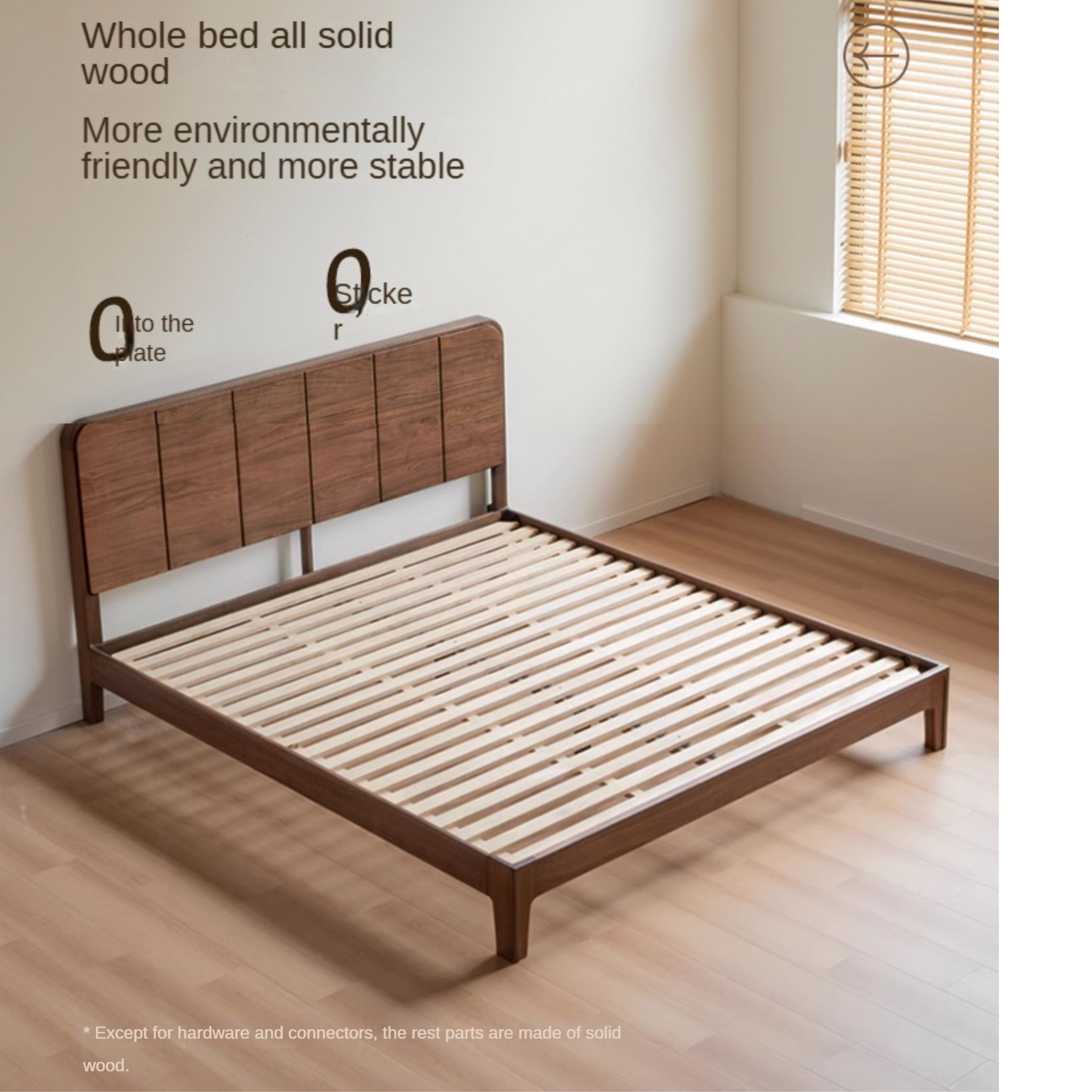 Solid Black Walnut Wood Bed Frame - Chinese Retro Style Queen/King Size Platform Bed with Storage | Durable Hardwood Bedroom Furniture for Master Bedroom, Guest Room & Airbnb