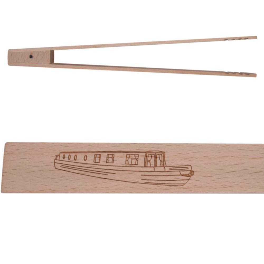 Azeeda 'Canal Boat' Wooden Cooking Tongs & Toast Tongs - Premium Kitchen Utensil for BBQ, Salad, Serving & Breakfast Toast - Natural Wood Cooking Tool (TN00010581)