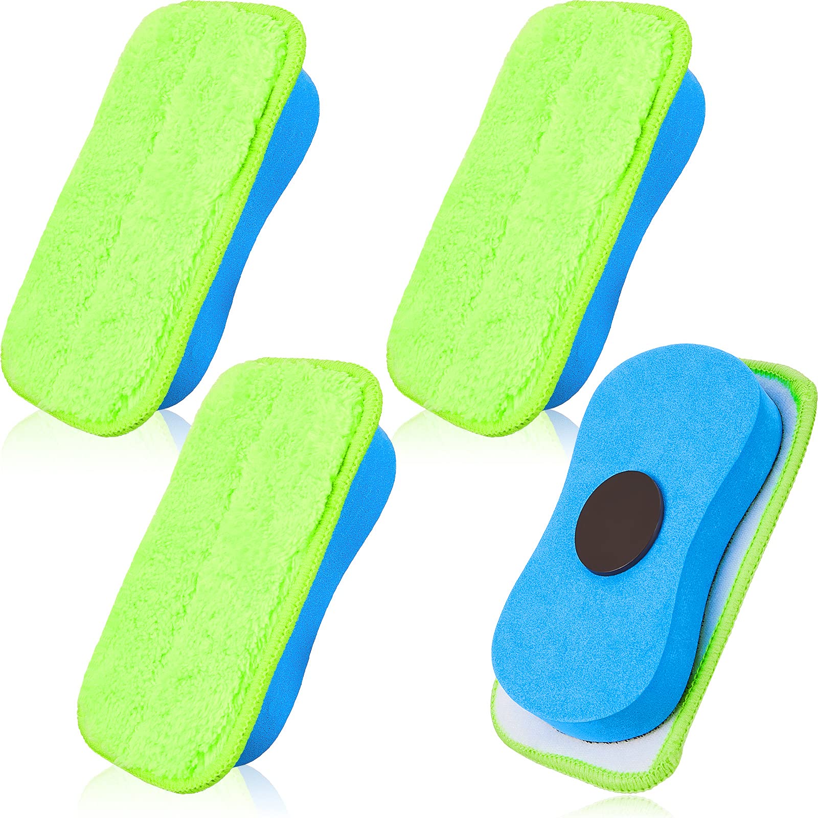Microfiber Dustless Chalk Eraser - Magnetic Chalkboard Cleaner & Multipurpose Duster - Washable & Reusable for Markers, Chalk - Perfect for Home, Classroom, Office (4-Pack) - Ideal for Whiteboards, Blackboards, and School Supplies