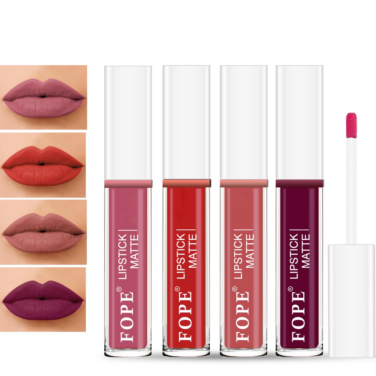 FOPE Lip It Up Liquid Matte Lipstick Set - Smudge Proof, Waterproof, Long Lasting (Combo #FL020) - Perfect for Parties, Date Nights & Everyday Wear