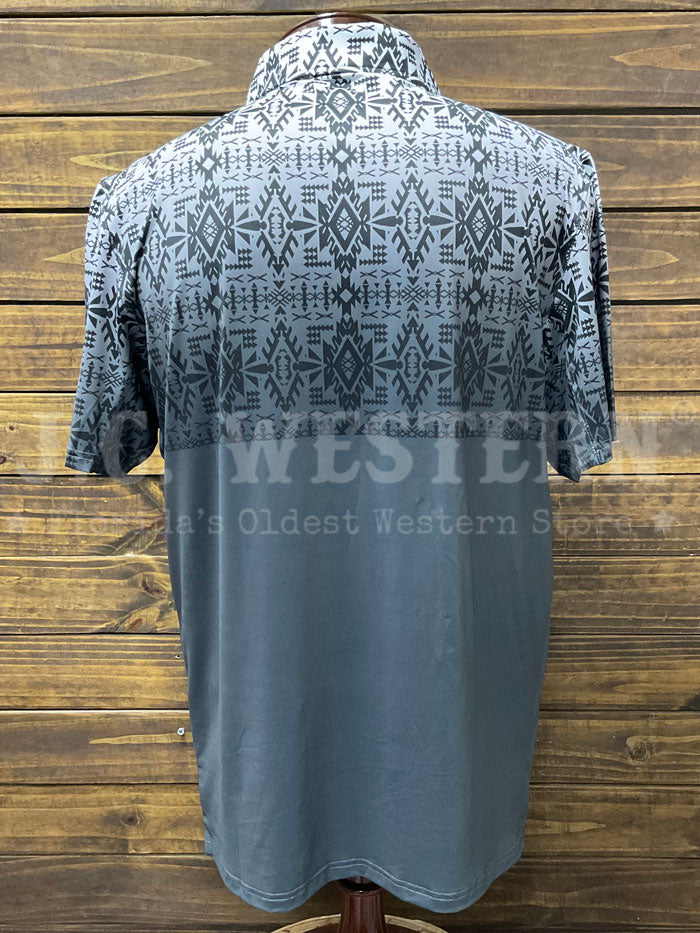 Hooey HP034AZGY Men's Aztec Black Cowboy Golf Polo Shirt - Breathable Performance Shirt for Weekend Wear, Golfing & Western Style Outfits