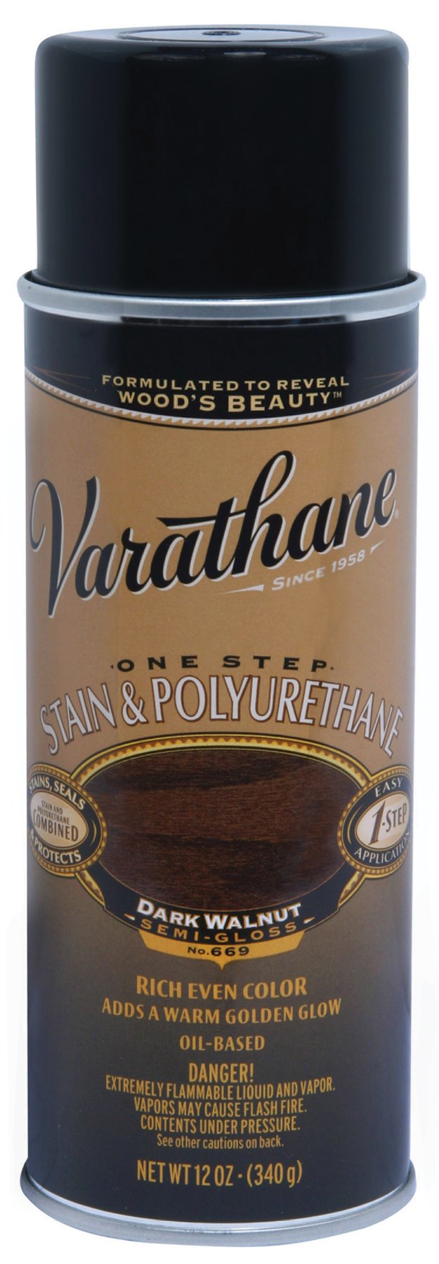 Dark Walnut One Step Oil Based Stain and Polyurethane Spray - Set of 6 for Wood Furniture, Cabinets, Floors & DIY Projects - Fast Drying, Durable Finish for Indoor & Outdoor Use