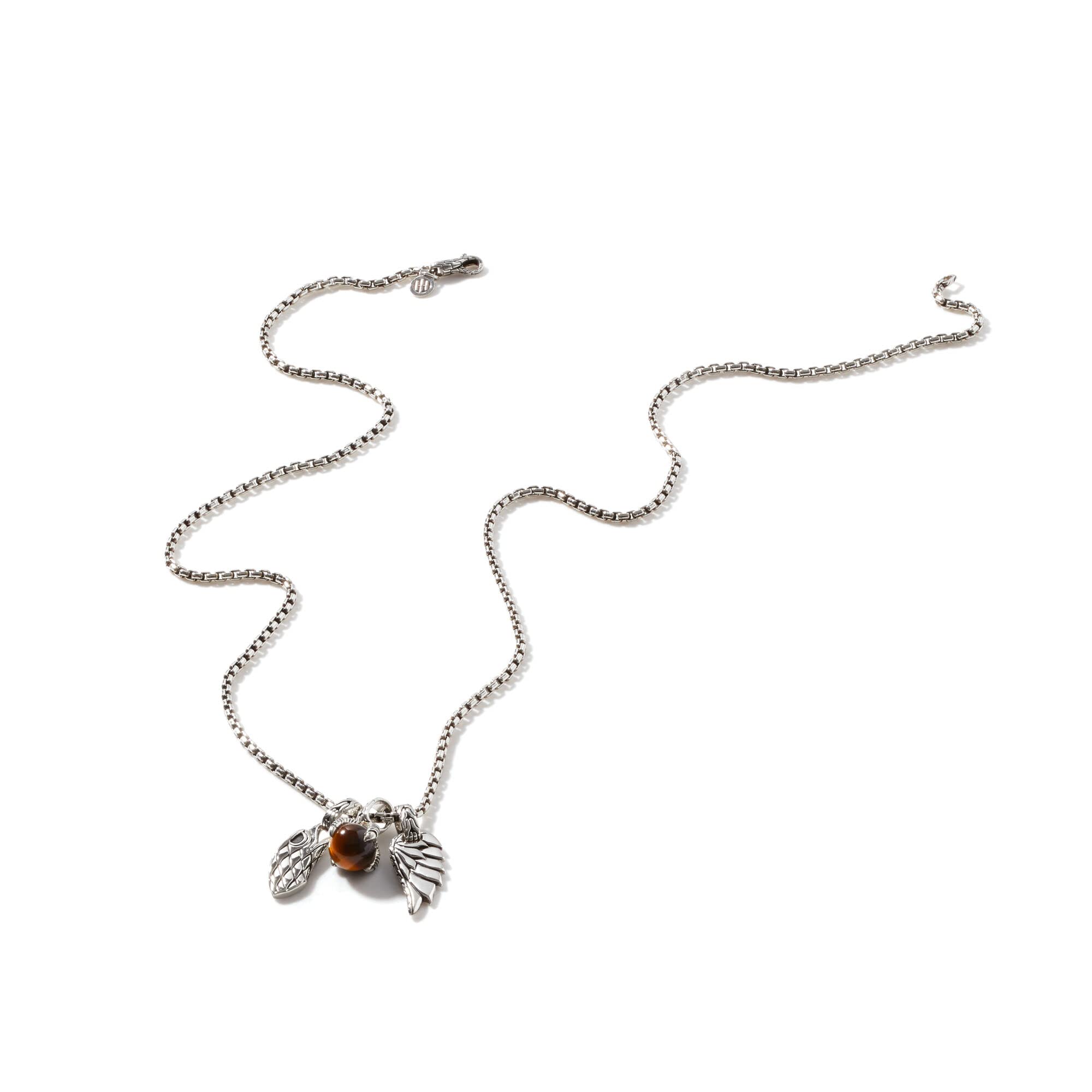John Hardy Legends Eagle Charm Necklace with Tiger Eye - Sterling Silver Jewelry for Women, Handcrafted Eagle Pendant for Everyday Wear & Special Occasions