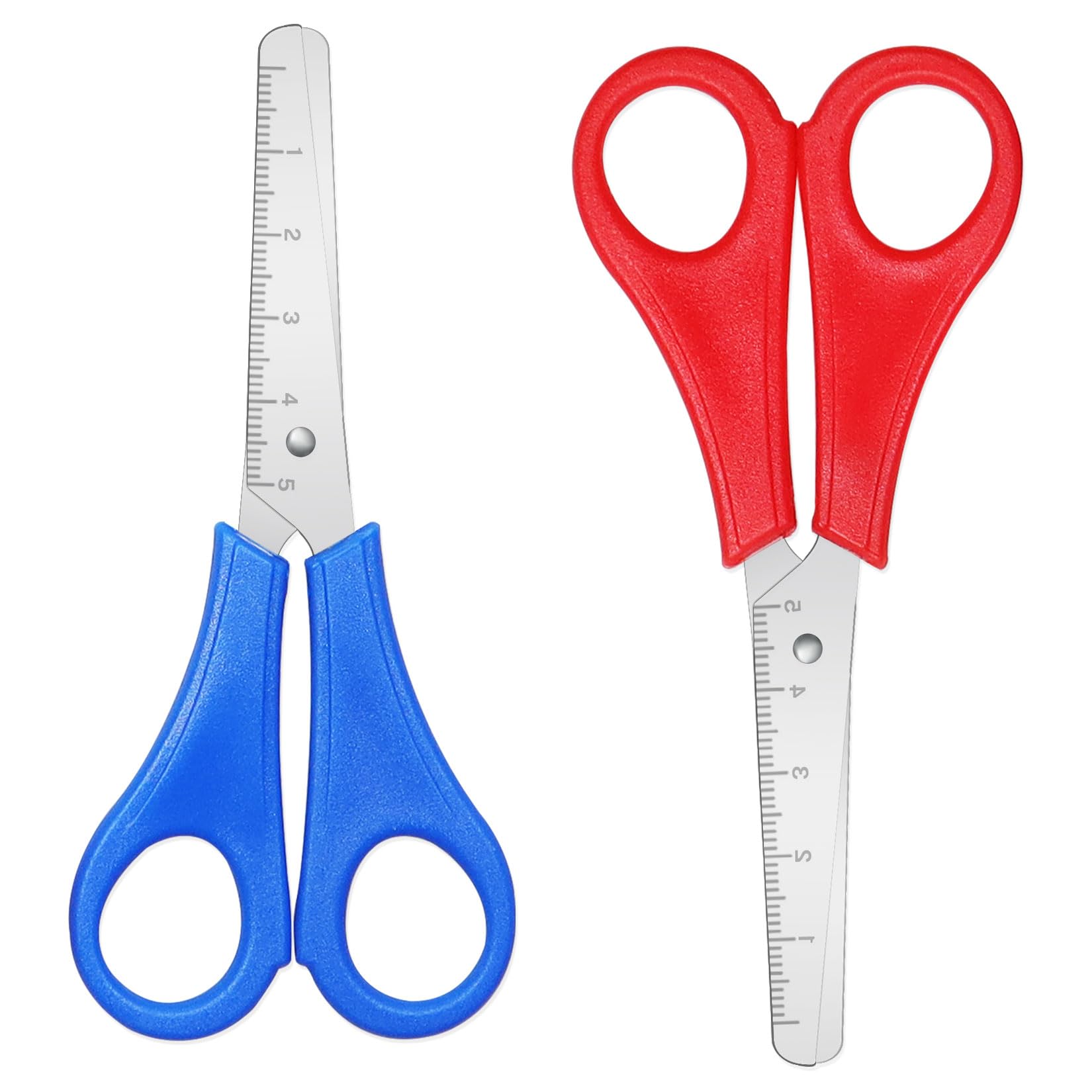 2 Pack Blunt Tip Kids Scissors with Centimeter Scale - Safety Scissors for Children, DIY Crafts, Scrapbooking, School Projects & Art Supplies (Perfect for Classroom, Home Use & Preschool Activities)