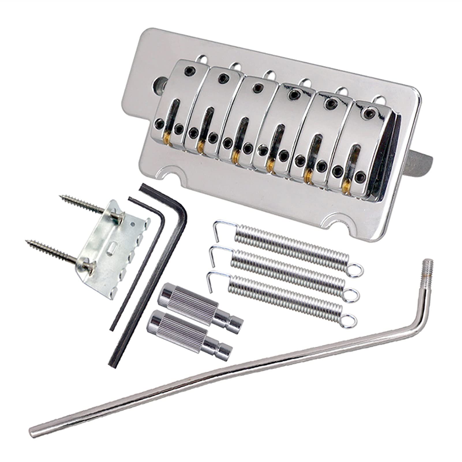 Silver Left Handed Guitar Tremolo Bridge Tailpiece Roller Saddle Set - Replacement Parts for ST Electric Guitar DIY | Perfect for Guitar Repair, Upgrades & Custom Builds