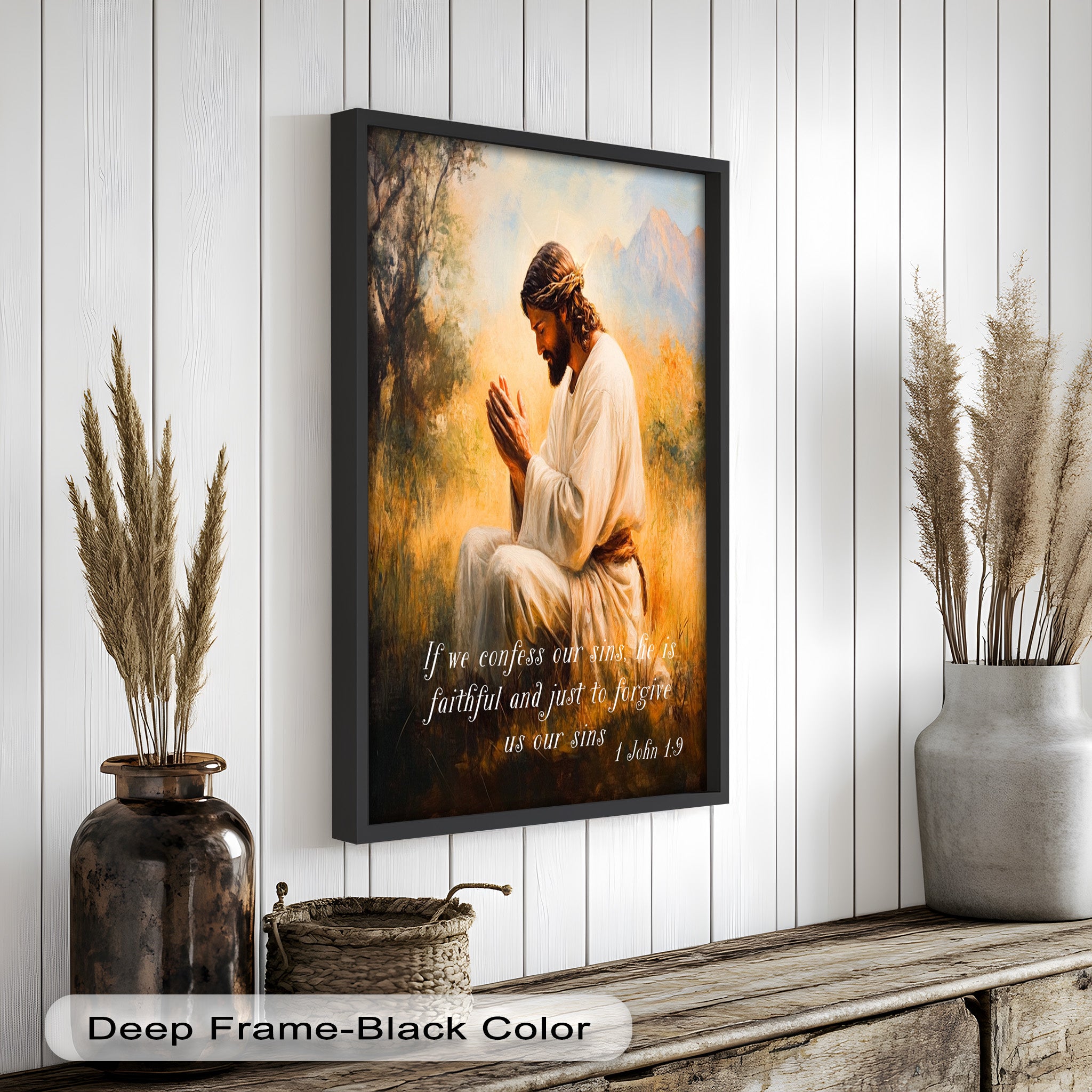 1 John 1:9 Bible Verse Oil Painting - Christian Scripture Wall Art for Home Decor, Church & Prayer Room - Divine Forgiveness Scripture Artwork