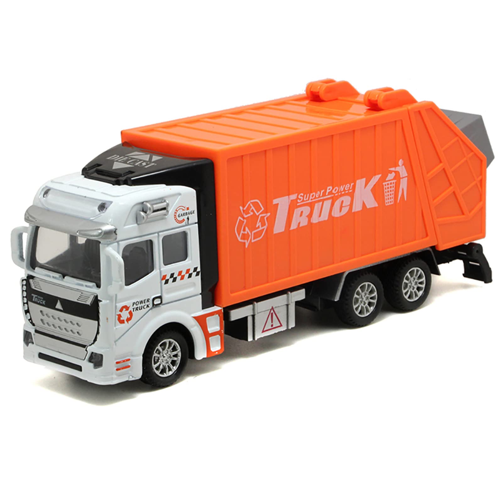 1/48 Scale Mini Garbage Truck Toy Car with Trash Can - Realistic Diecast Vehicle Model for Kids Birthday Gifts, Home Decor & Collectibles (Orange) | Pretend Play, Educational Toy for Toddlers & Children