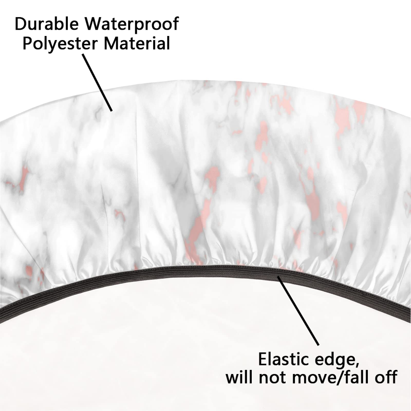 AUUXVA Rose Marble Pink Elastic Edged Round Tablecloth - Waterproof Polyester Fitted Table Cover (36