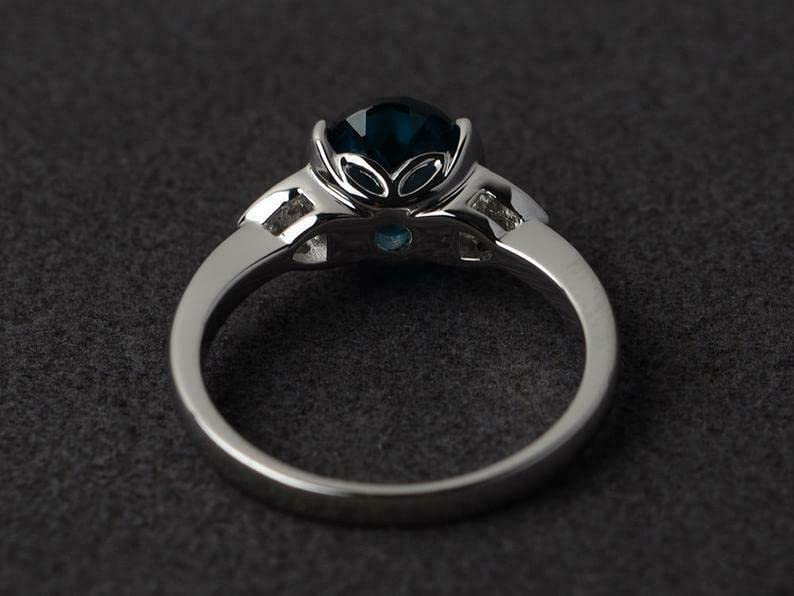 BeBold 3 Carat Oval London Blue Topaz Engagement Ring for Women - Petite Solitaire White Gold Plated Wedding Band, Perfect for Proposals, Anniversaries & Special Occasions
