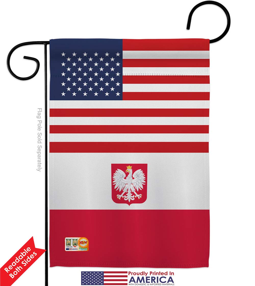 Poland Eagle US Friendship Garden Flag Set - Double-Sided 13x18.5in - Made in USA for Yard & Home Decor