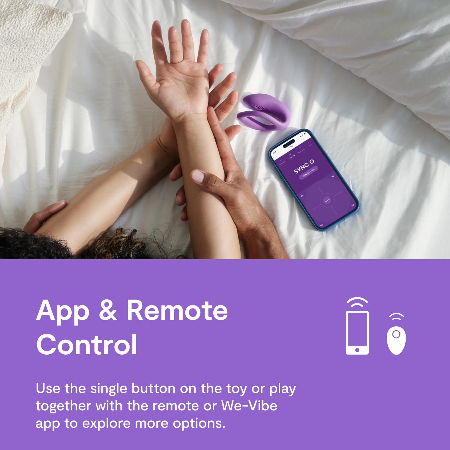 We-Vibe Sync O Couples Vibrator - Remote Control Wearable Vibrator for Women & Couples | 10 Powerful Vibration Modes | App-Controlled G-Spot & Clitoral Stimulator | Rechargeable Adult Toy | Purple | Perfect for Long Distance Play & Intimate Couples Bonding