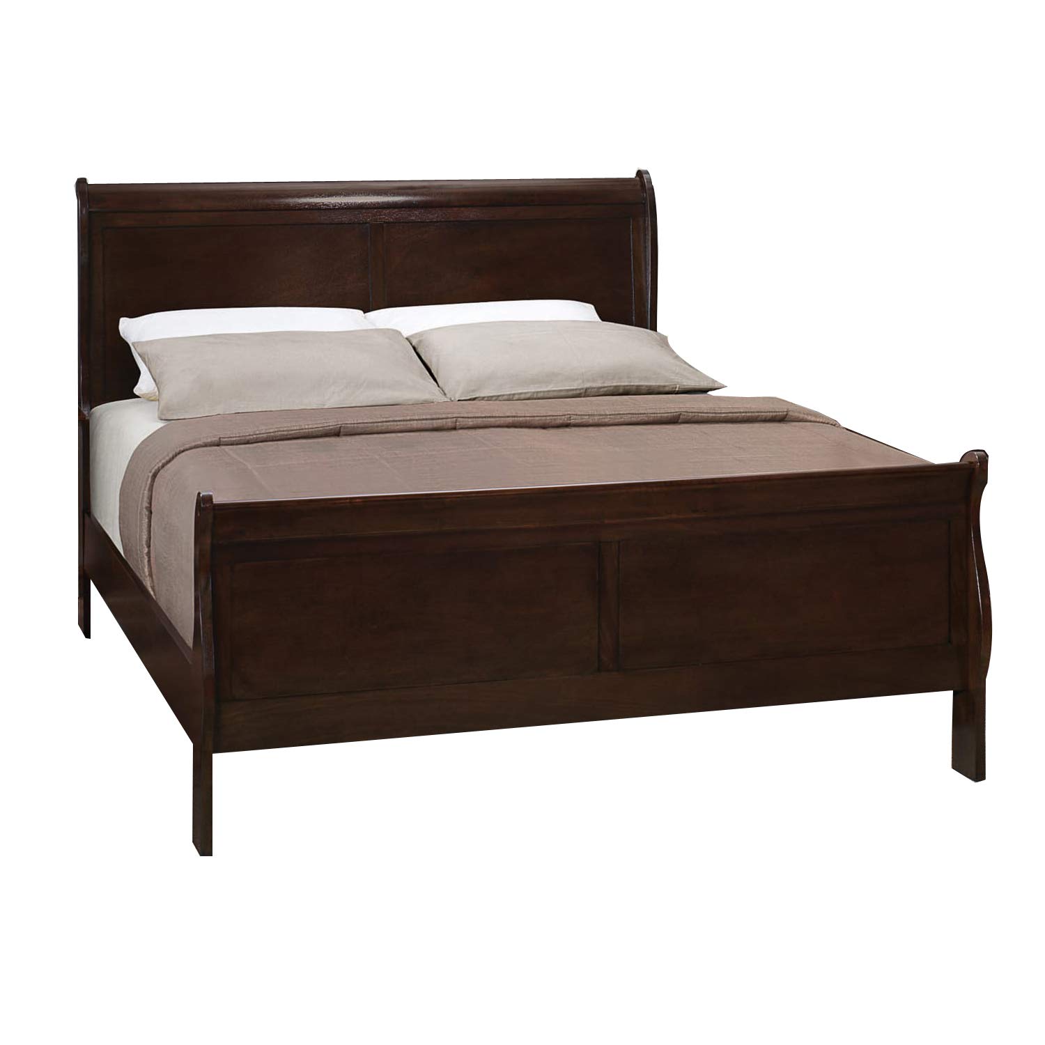 Benjara Traditional Style Wooden Full Size Bed with Curved Headboard, Brown - Perfect for Master Bedrooms, Guest Rooms & Farmhouse Decor