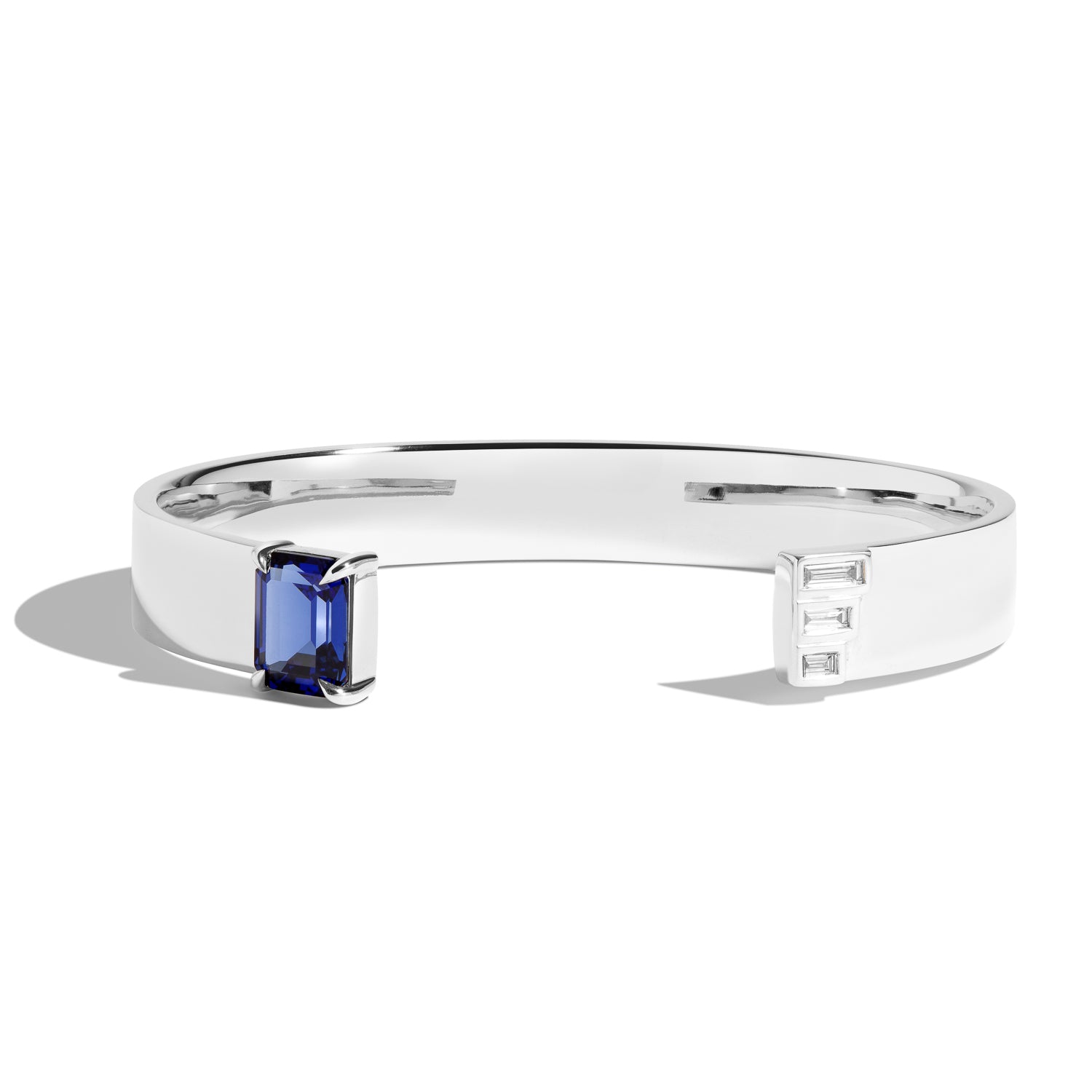 Emerald Cut Cuff Bracelet with Baguette Diamonds - Elegant Jewelry for Women, Perfect for Weddings & Special Occasions