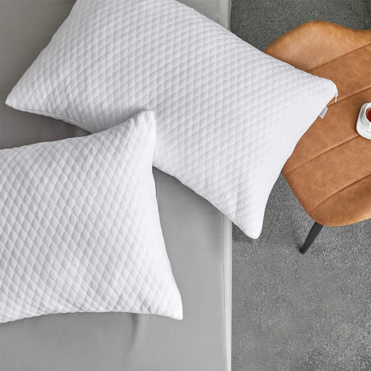 NTCOCO 2-Pack Shredded Memory Foam Pillows for Sleeping - King Size Cooling Hypoallergenic Bed Pillows with Washable Cover for Back, Side & Stomach Sleepers | Perfect for Home, Hotel & Travel Use