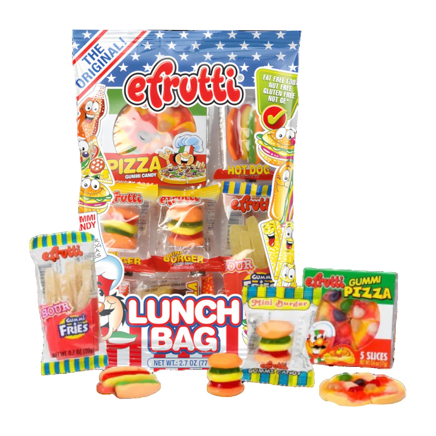 Efrutti Gummy Candy Lunch Bag - 2.7oz Resealable Snack Pouch for Kids, School, Office & Travel Snacks