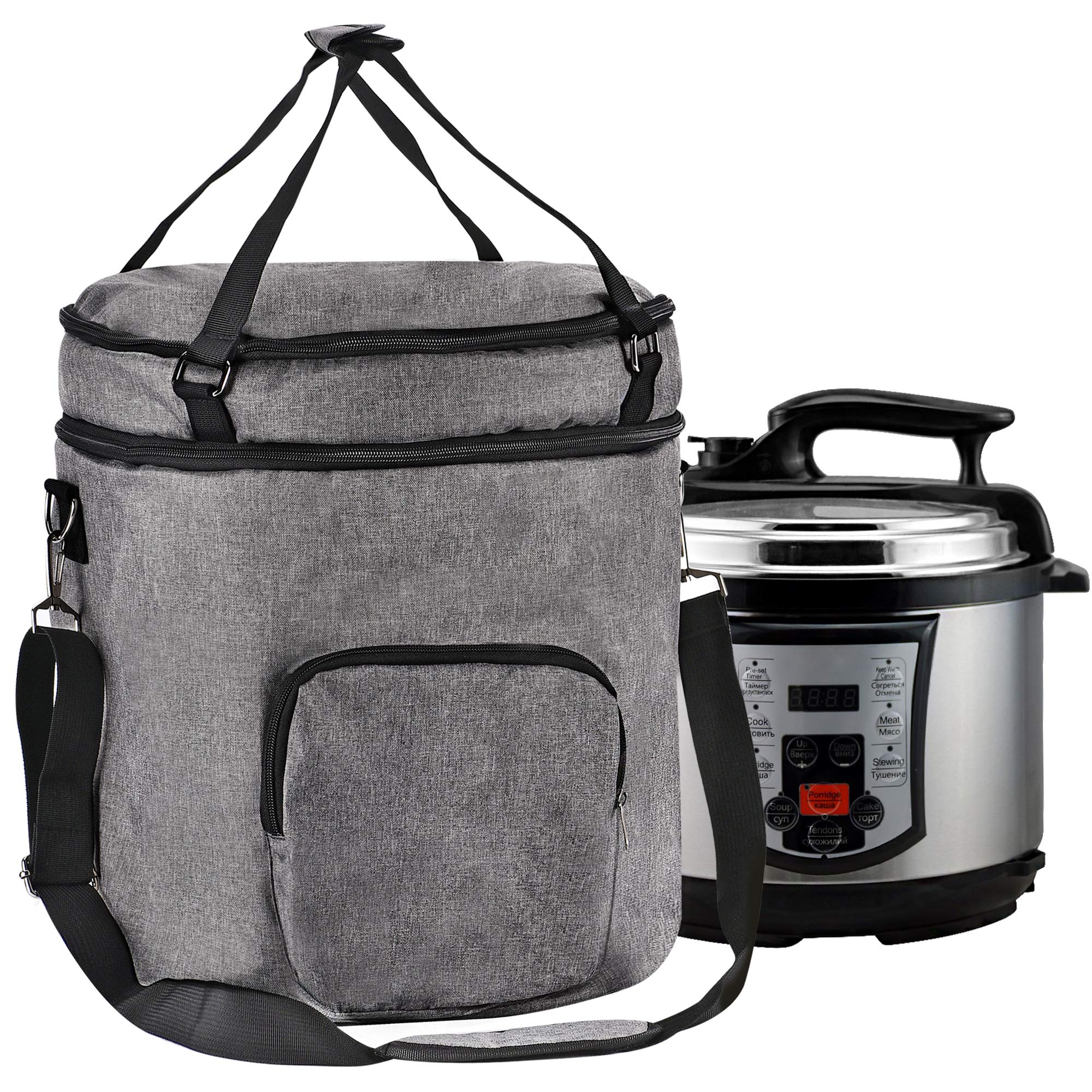 **Instant Pot Travel Tote Bag - 2 Compartments Storage Case for 6 QT Pressure Cooker Accessories & Kitchen Appliances (Grey, Enclosed Bottom) - Perfect for Travel, Picnics & Organized Kitchen Storage**