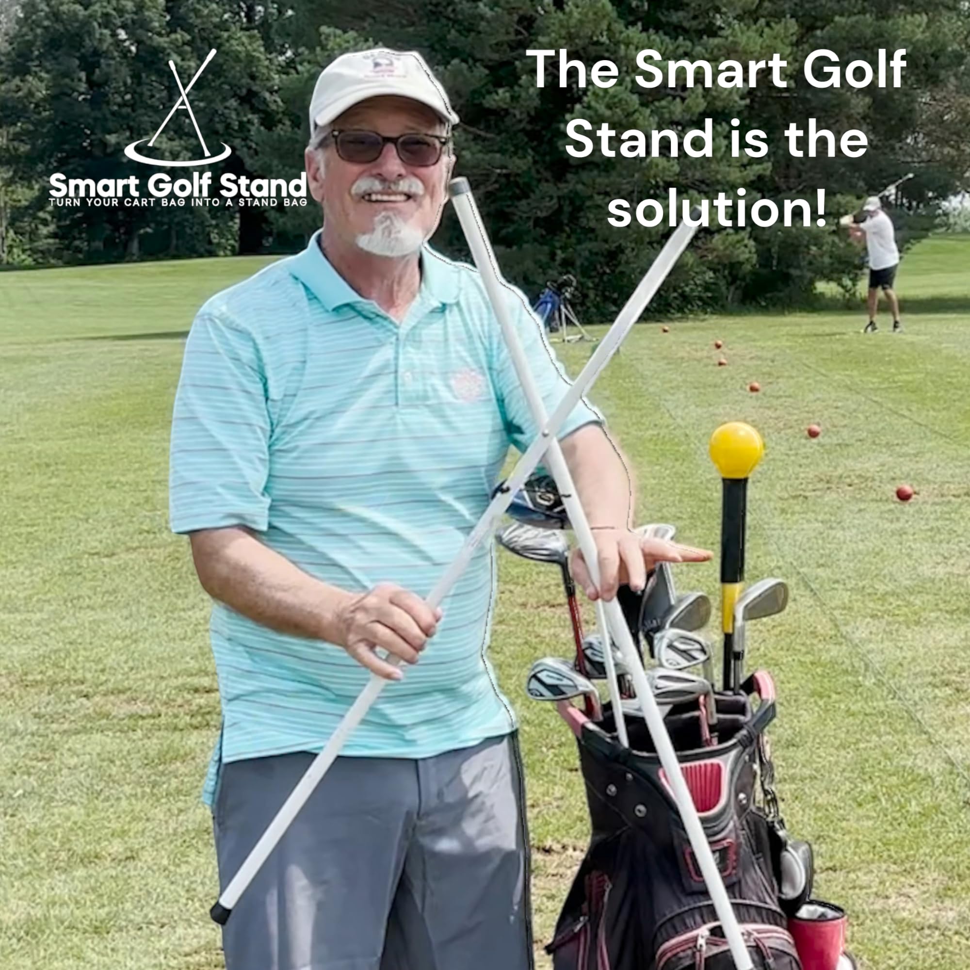 2.0 Steel Rope Cord Black Smart Golf Bag Stand - Foldable Legs Only, Lightweight & Portable Golf Stand Attachment - Golf Bag Accessories for Easy Carrying (Black-Aluminum) - Perfect for Golf Courses, Driving Ranges & Travel