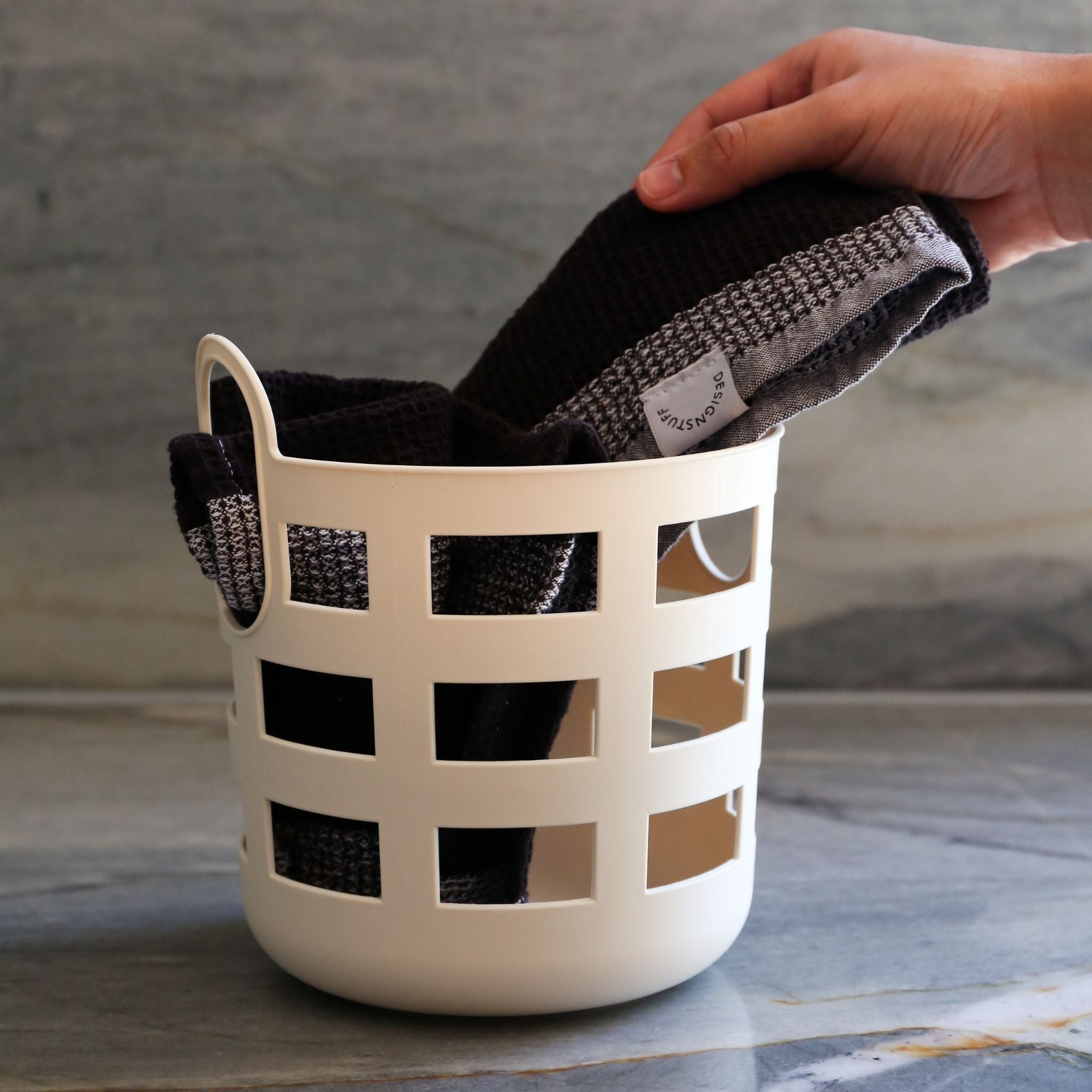 ENKEL STUDIO Small Woven Storage Baskets - Set of 2, Natural Sand Color - Perfect for Home Organization, Bathroom, Nursery & Closet Storage