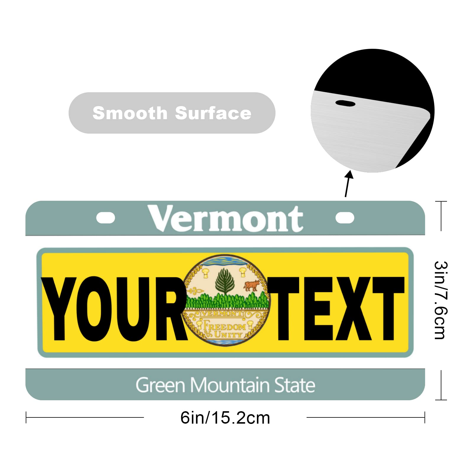 Custom Vermont Mini License Plate 6x3 Inch - Personalized Kids Toy Car, Bicycle, Scooter, Golf Cart, Motorcycle & ATV Accessory - Perfect for Gifts, Room Decor & Vehicle Customization