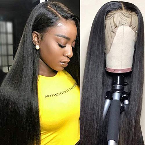 13x6 Lace Front Human Hair Wigs for Black Women - 180% Density Straight Hair with Pre-Plucked Baby Hair | Natural Color 10 Inch | Perfect for Daily Wear, Special Occasions & Protective Styling