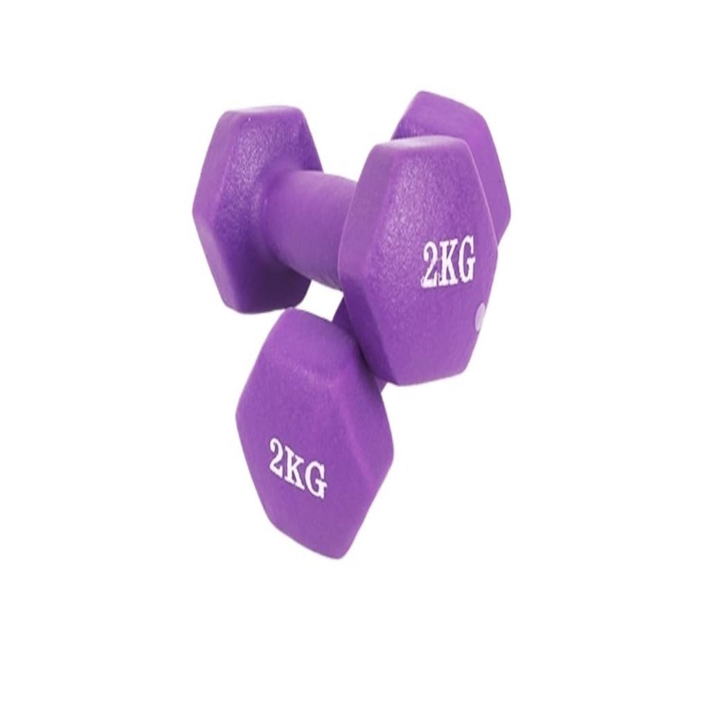 Hexagonal Dumbbells Set for Home Fitness - 4kg Purple Dumbbells for Men & Women - Perfect for Strength Training, Weightlifting & Home Workouts