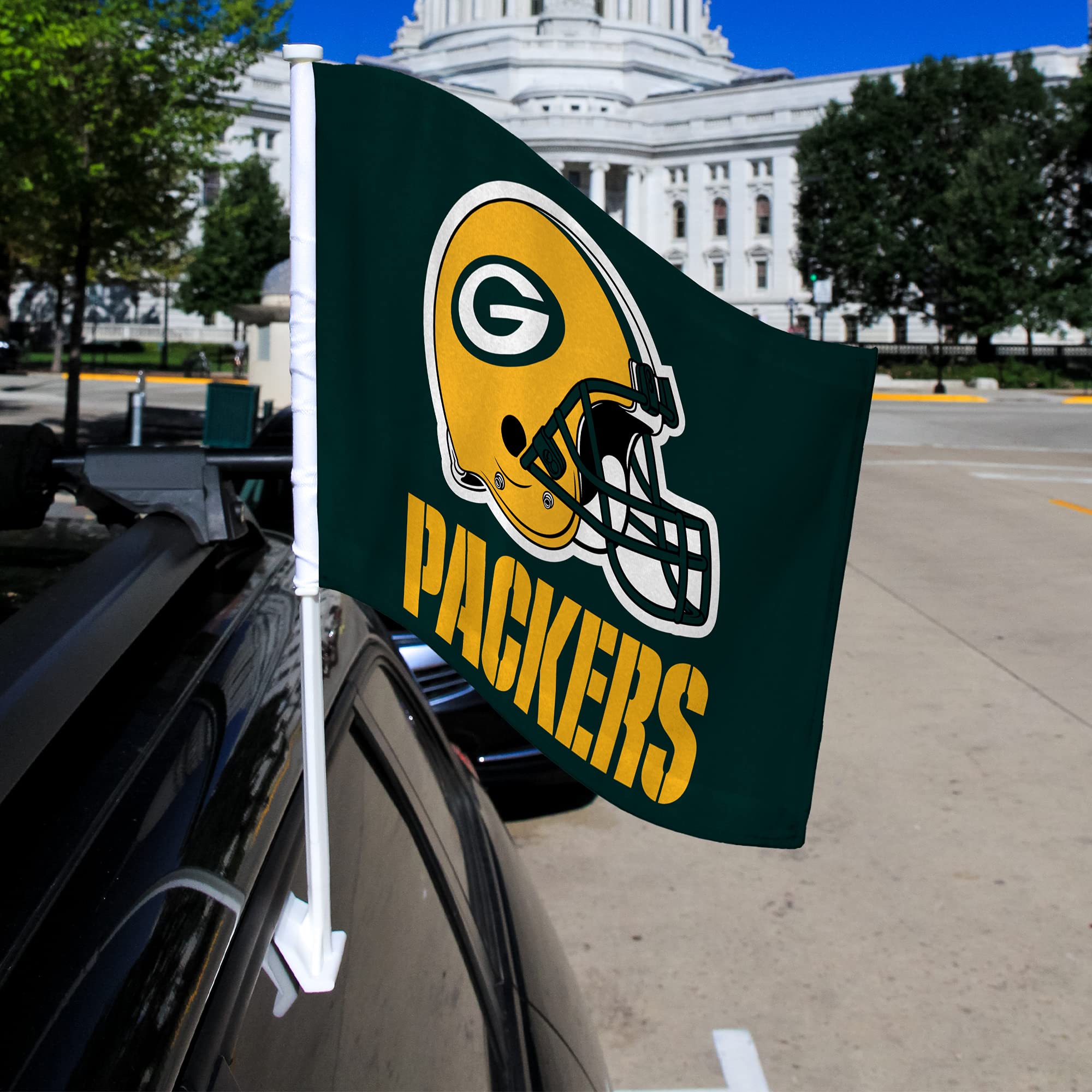NFL Car Flag Double Sided - Officially Licensed Team Logo - Durable Polyester Car Accessory for Game Day Tailgating & Road Trips