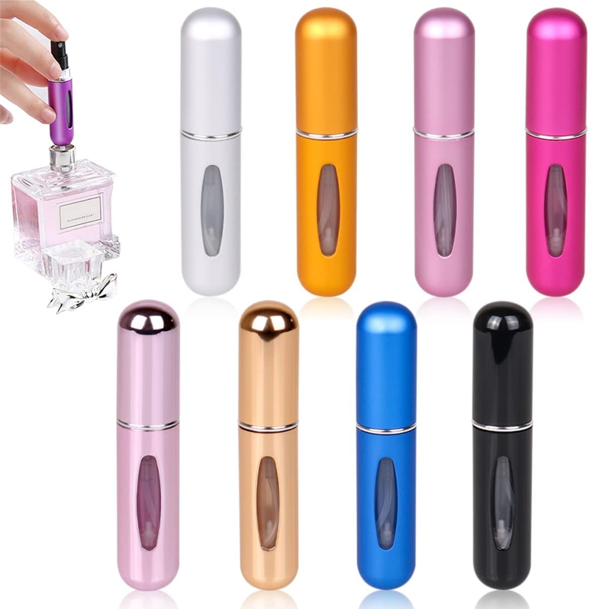 Refillable Travel Perfume Atomizer - 5ml Portable Mini Perfume Spray Bottle for Women & Men, Leak-Proof Scent Pump Case for Airplane, Gym, Office & Outdoor Activities | Compact Fragrance Container for Travel & Daily Use
