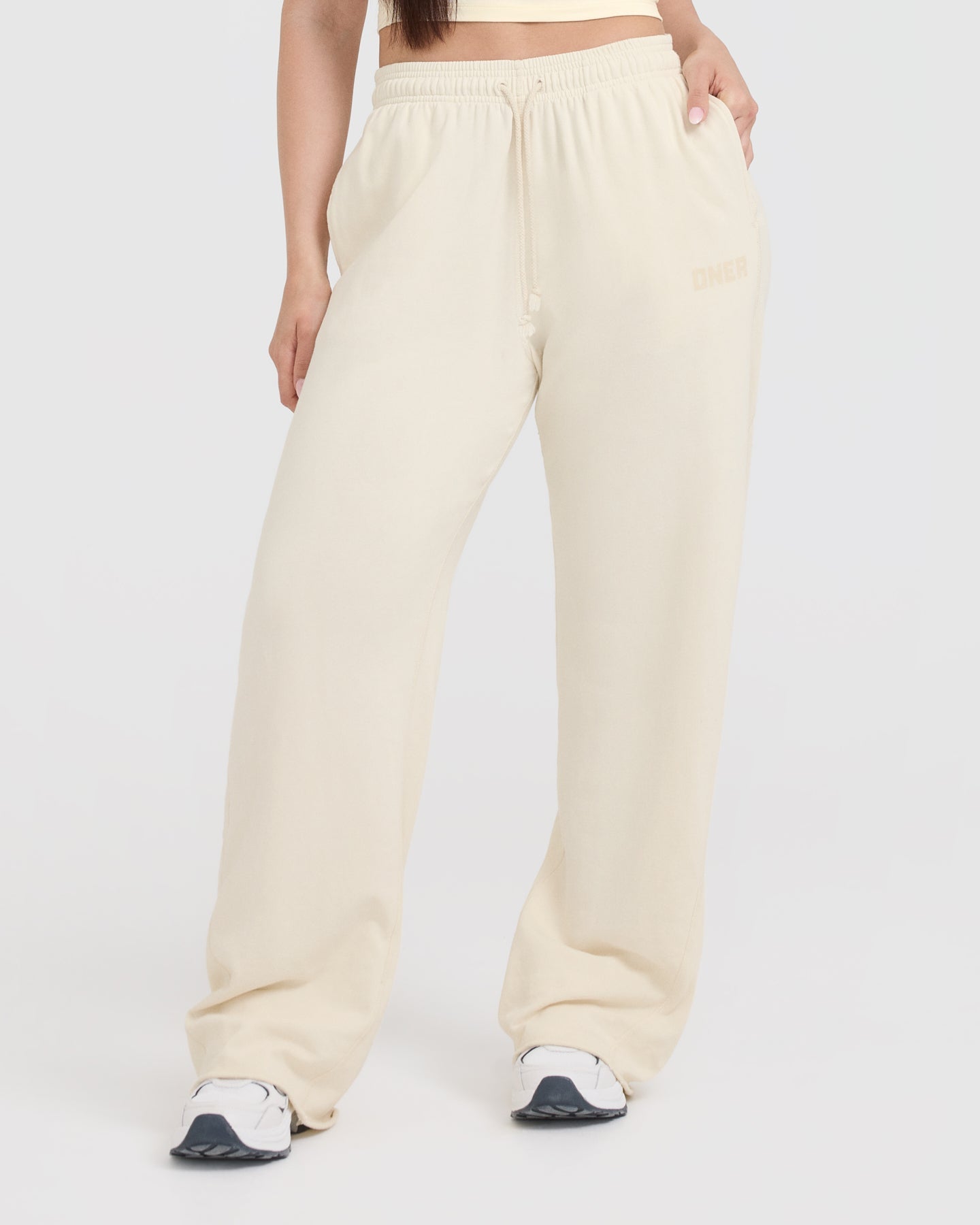 Raw Lounge Wide Leg Joggers for Women - Soft Comfortable Off White Yoga Pants - Perfect for Home, Yoga, and Casual Wear