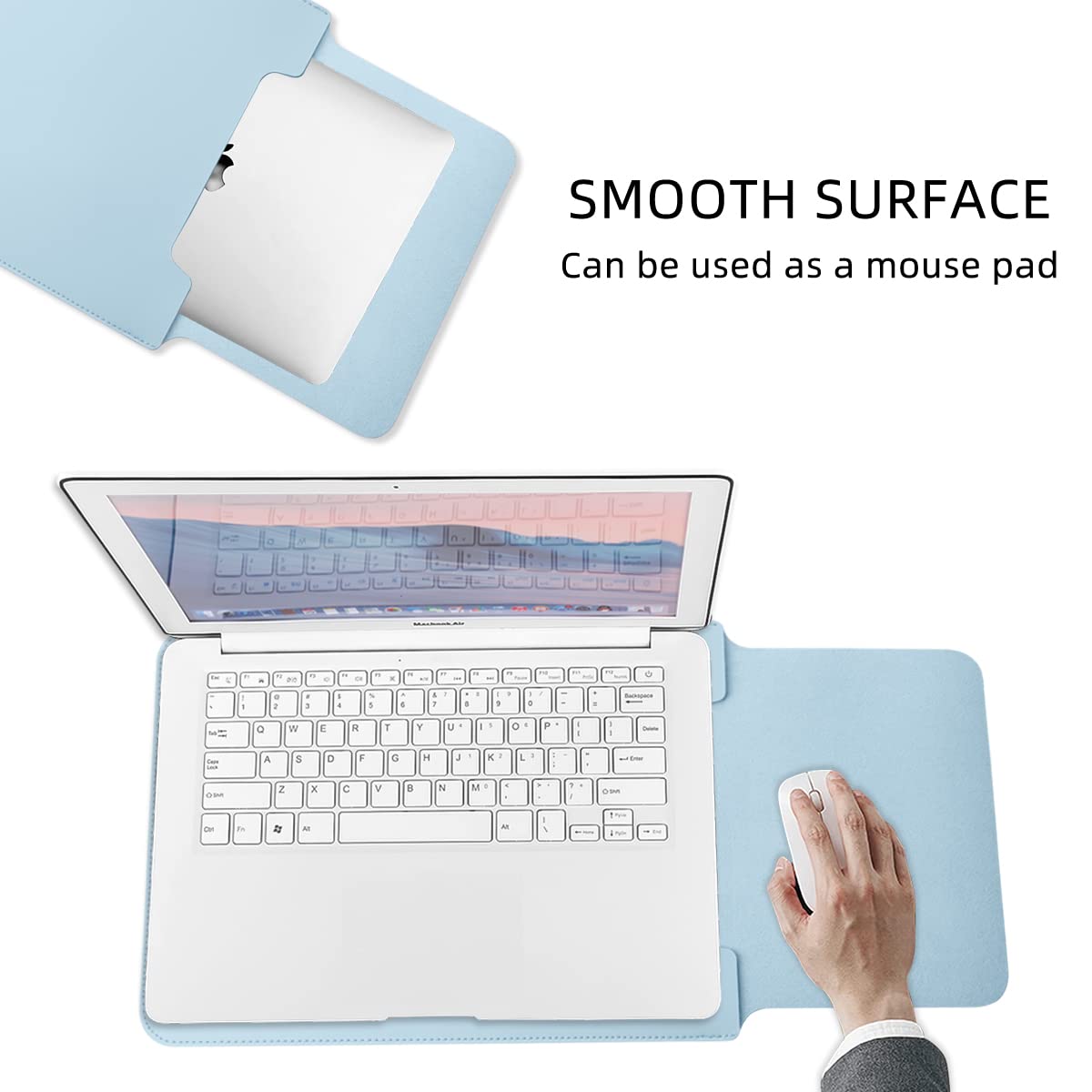 Stylish Blue Faux Leather 16 Inch Laptop Sleeve for MacBook Pro 16