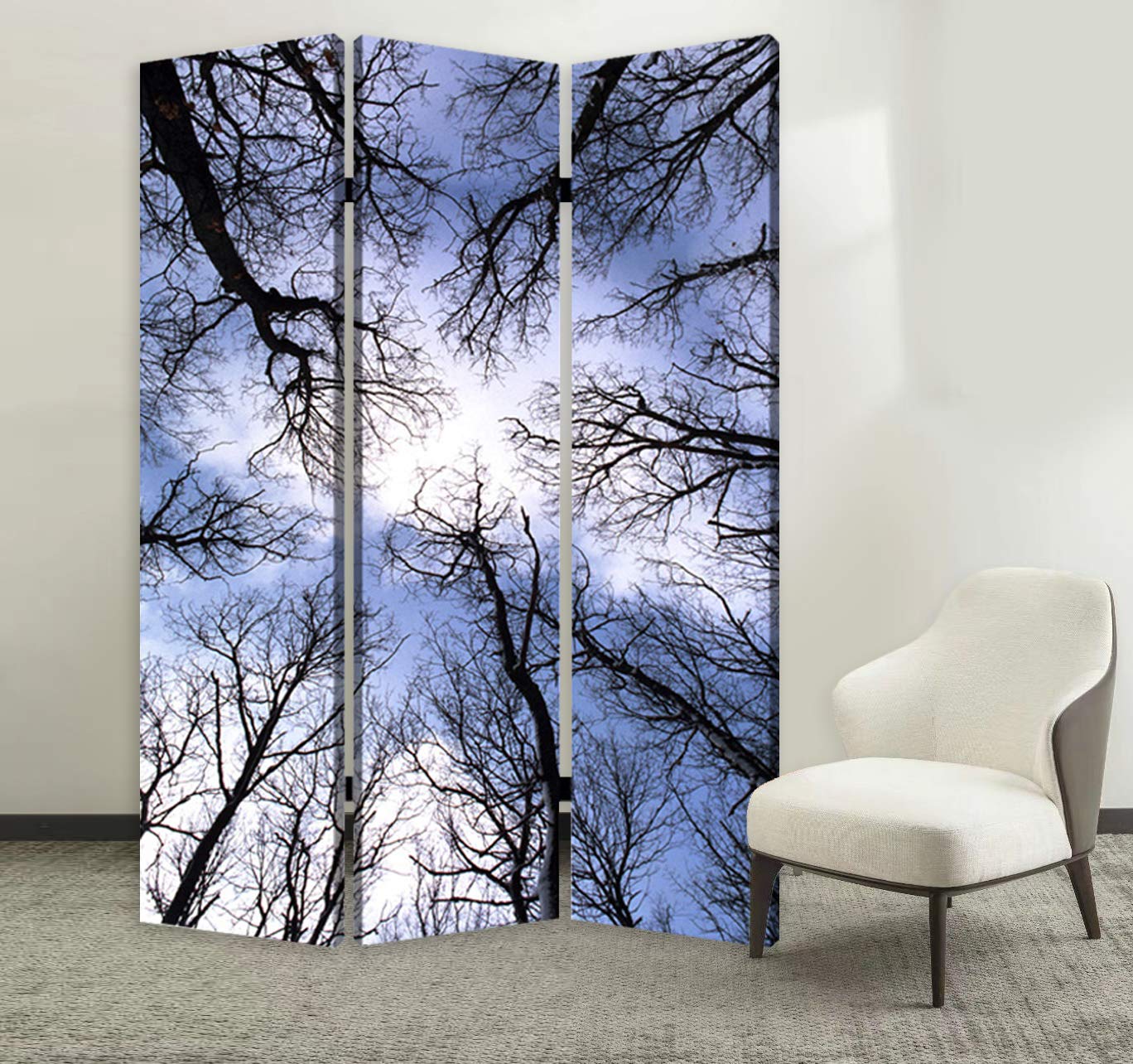 Elegant Forest Room Divider Screen - Natural Wood Privacy Partition for Home & Office Decor | Perfect for Living Rooms, Bedrooms, and Workspaces