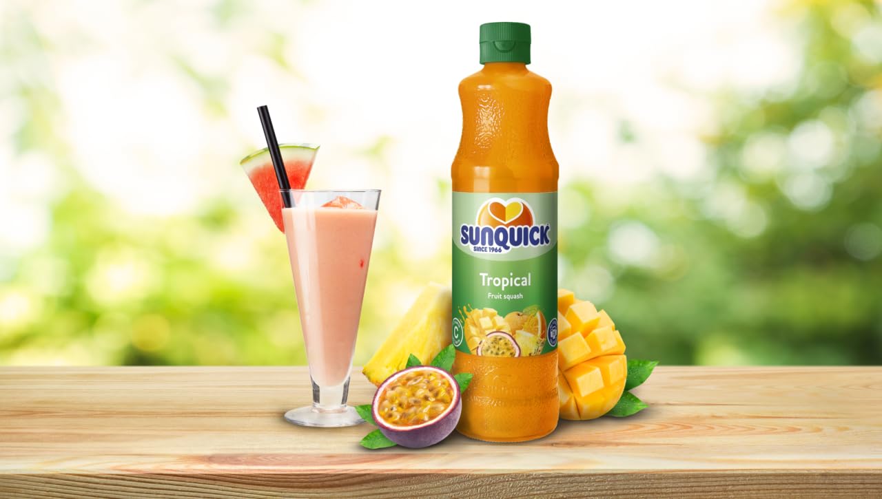 Sunquick Tropical Fruit Concentrate Juice - 700ml Bottle (Pack of 1) | 100% Natural Real Fruit Juice | No Artificial Flavors, Colors or Sweeteners | Perfect for Cocktails, Smoothies & Healthy Drinks