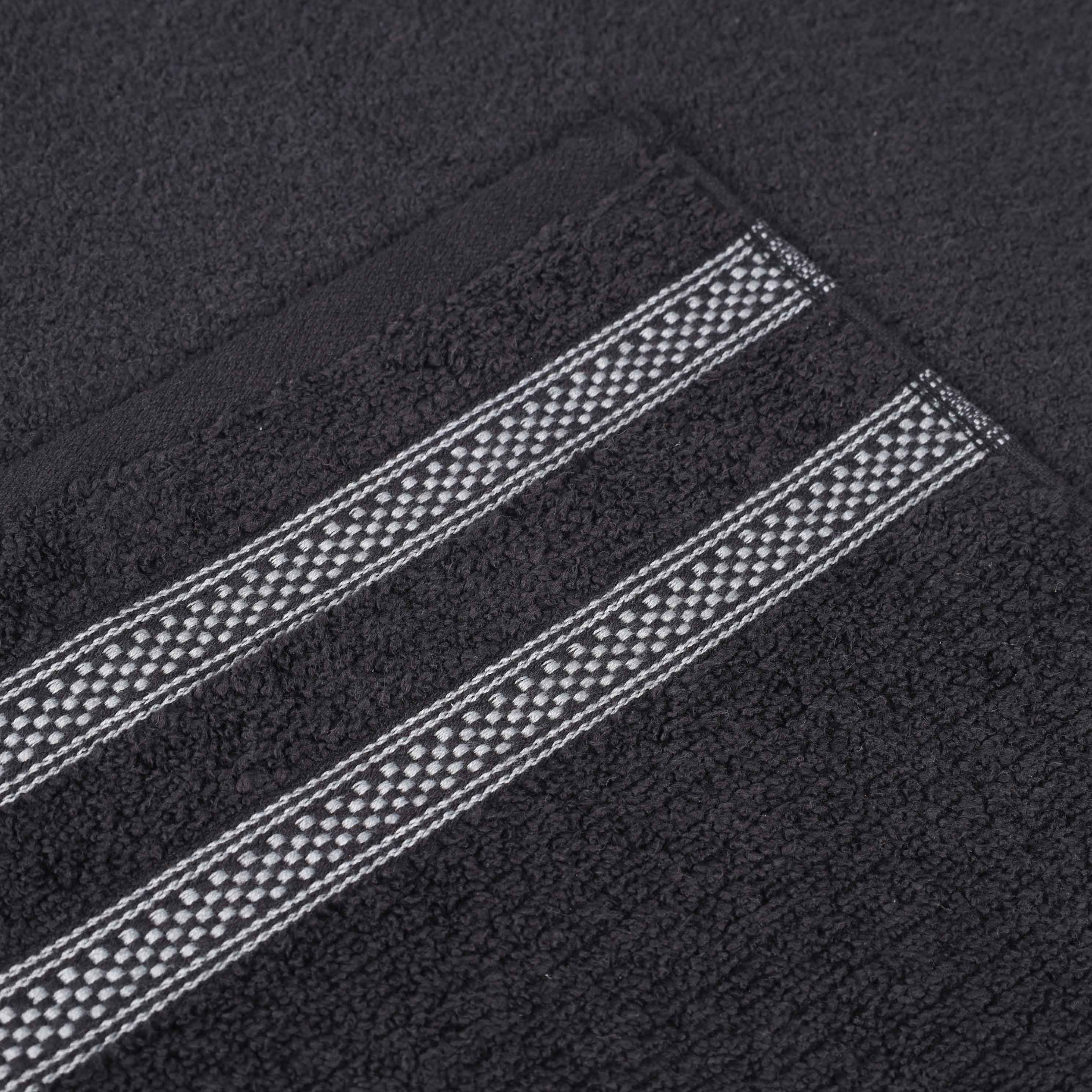 12-Pack Zero Twist Cotton Ribbed Geometric Border Plush Face Towels | Ultra Soft Bath & Hand Towels for Spa, Gym, Travel & Home Use