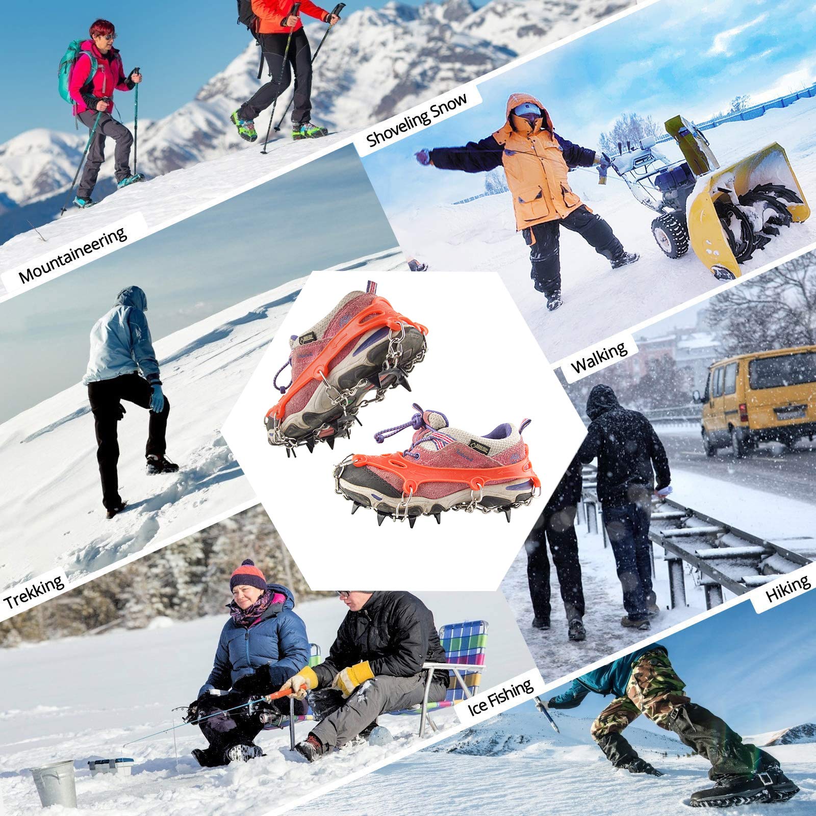 11-Spike Kids Crampons for Hiking Boots - Anti-Slip Ice Cleats with 11 Teeth - Perfect for Hiking, Climbing & Winter Walking - Toddler to Teens (Preschool, Gradeschooler) - Ideal for Snowy Trails, Icy Sidewalks & Outdoor Adventures