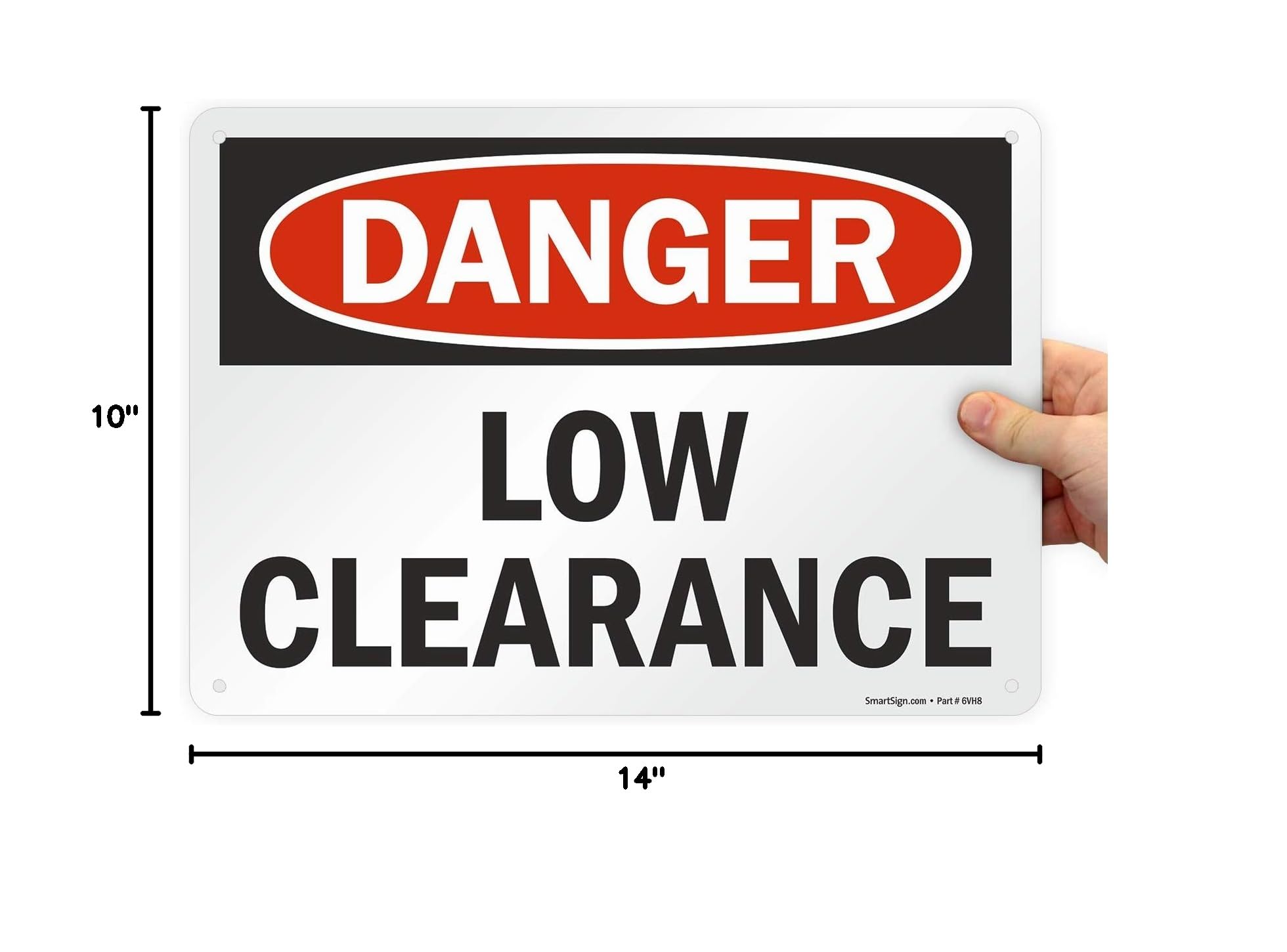SmartSign 'Danger - Low Clearance' Aluminum Sign 10
