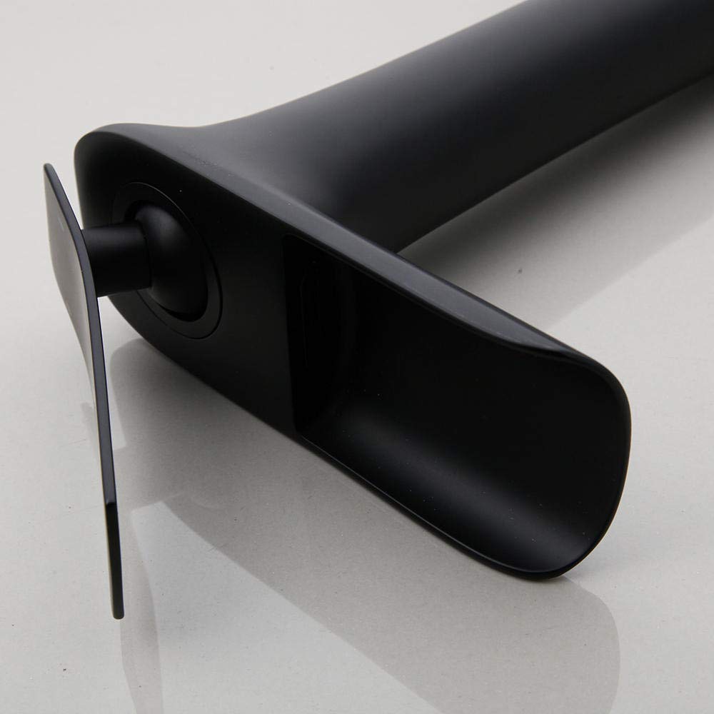Premium Matte Black Waterfall Bathroom Sink Faucet - Modern Vessel Basin Mixer Tap with Single Handle, Wall Mount Design for Bathroom Vanity & Powder Room Upgrade