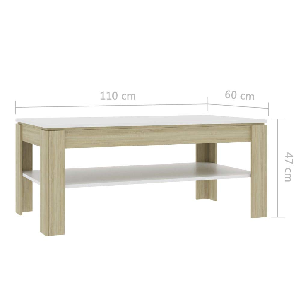 Modern Coffee Table with Storage Shelf - 43.3